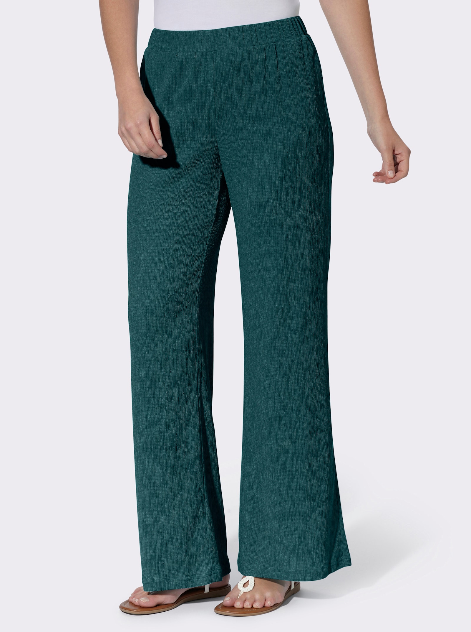 Comfortblouse van crinklemateriaal - petrol