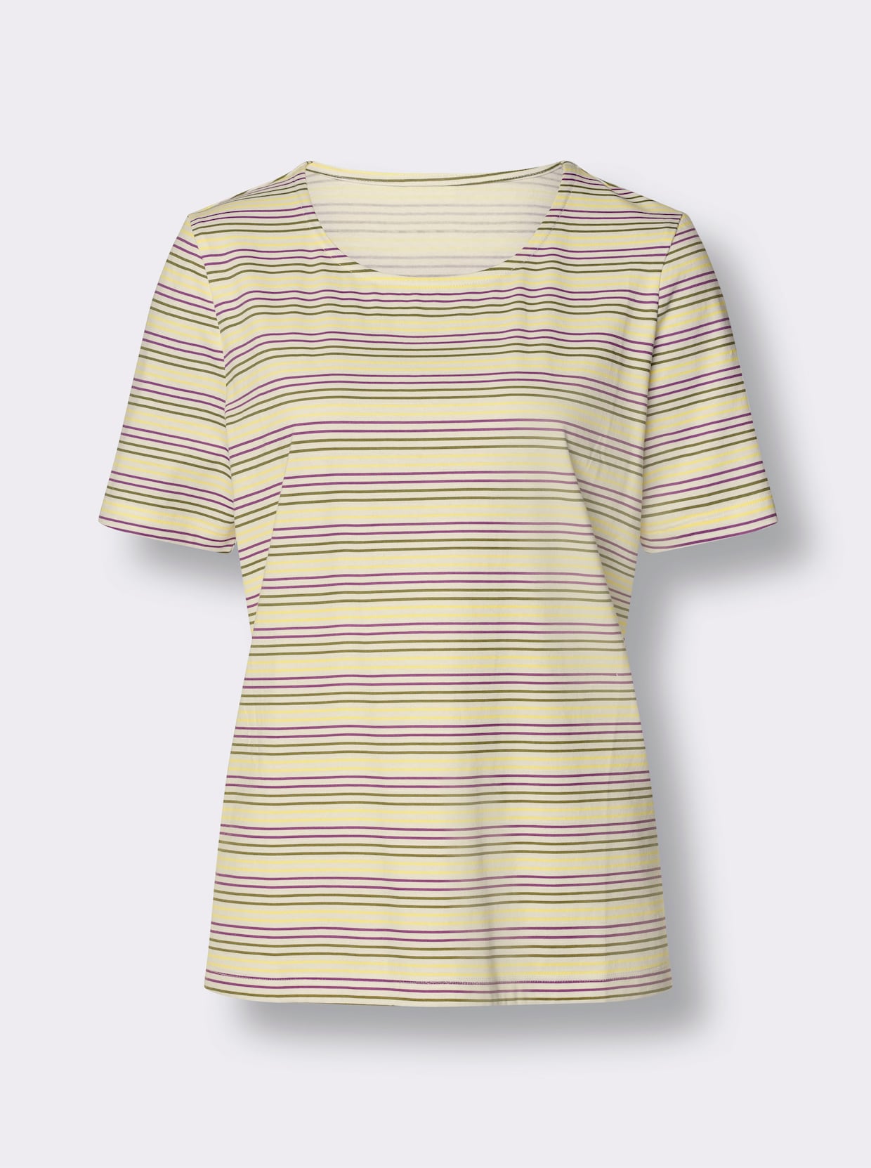 Proužkované tričko - ecru-fialová-proužek