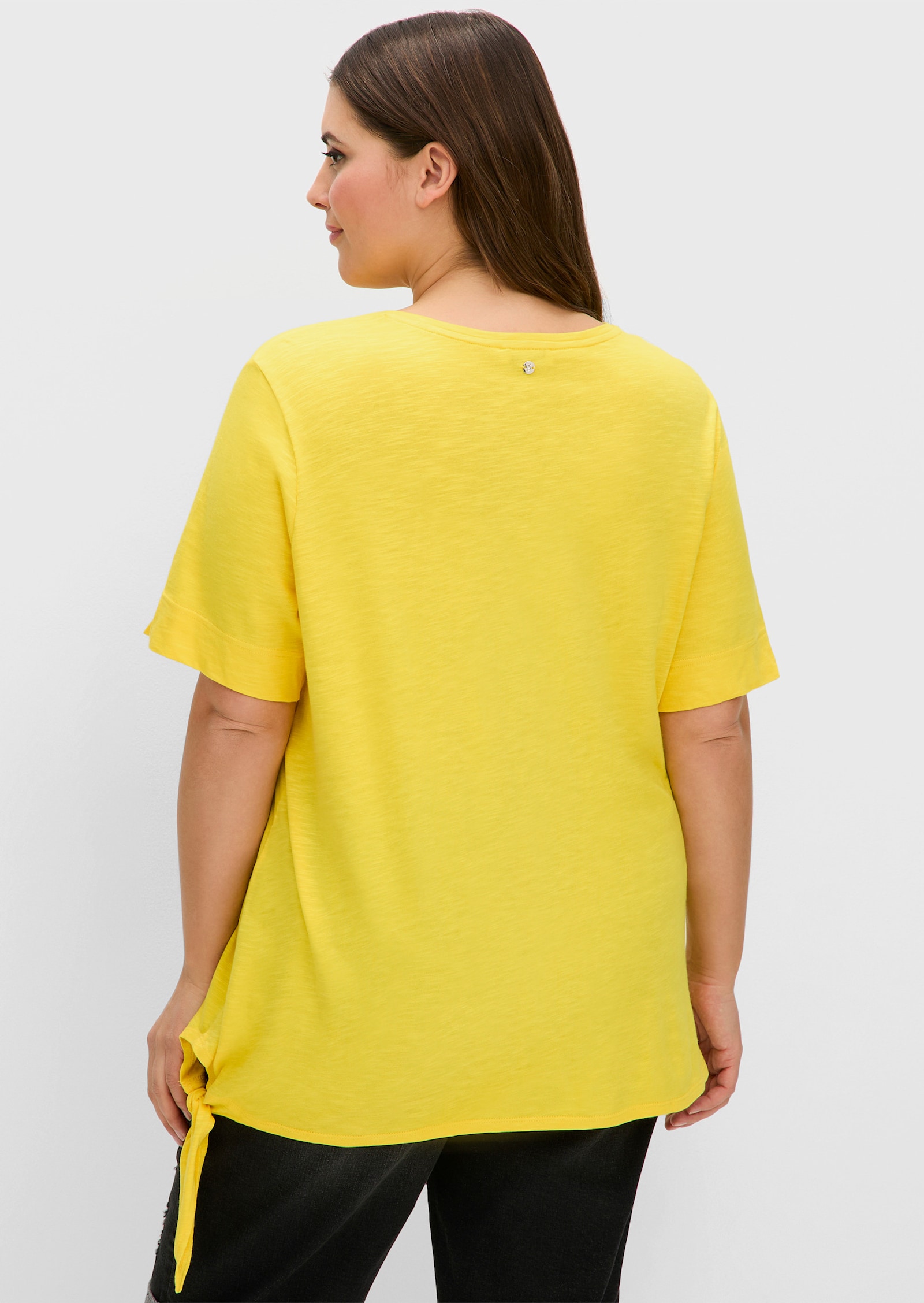 sheego Kurzarmshirt aus Flammgarn-Jersey - sonnengelb