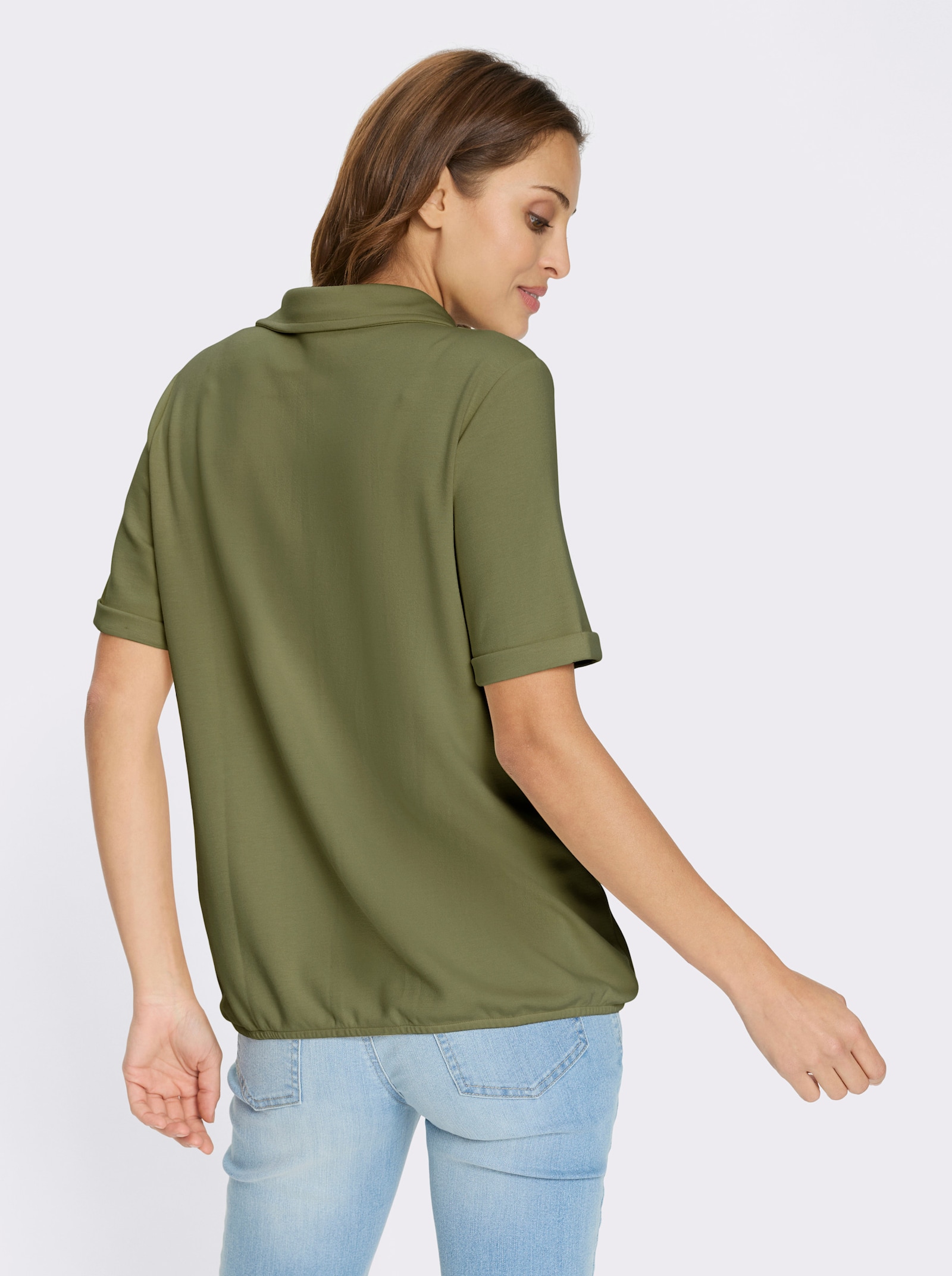 Sweatshirt mit Gummizug am Saum - oliv