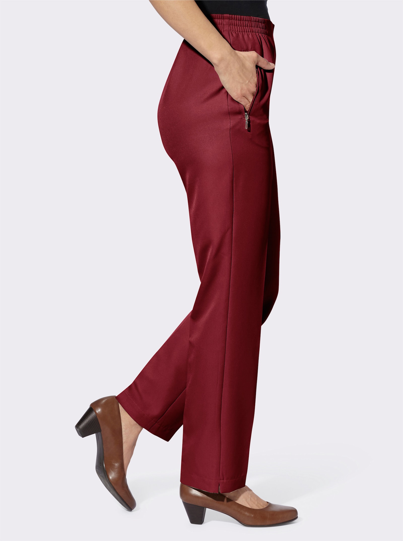 Stoffhose in Schlupfform - dunkelrot + dunkelrot-schwarz-gestreift