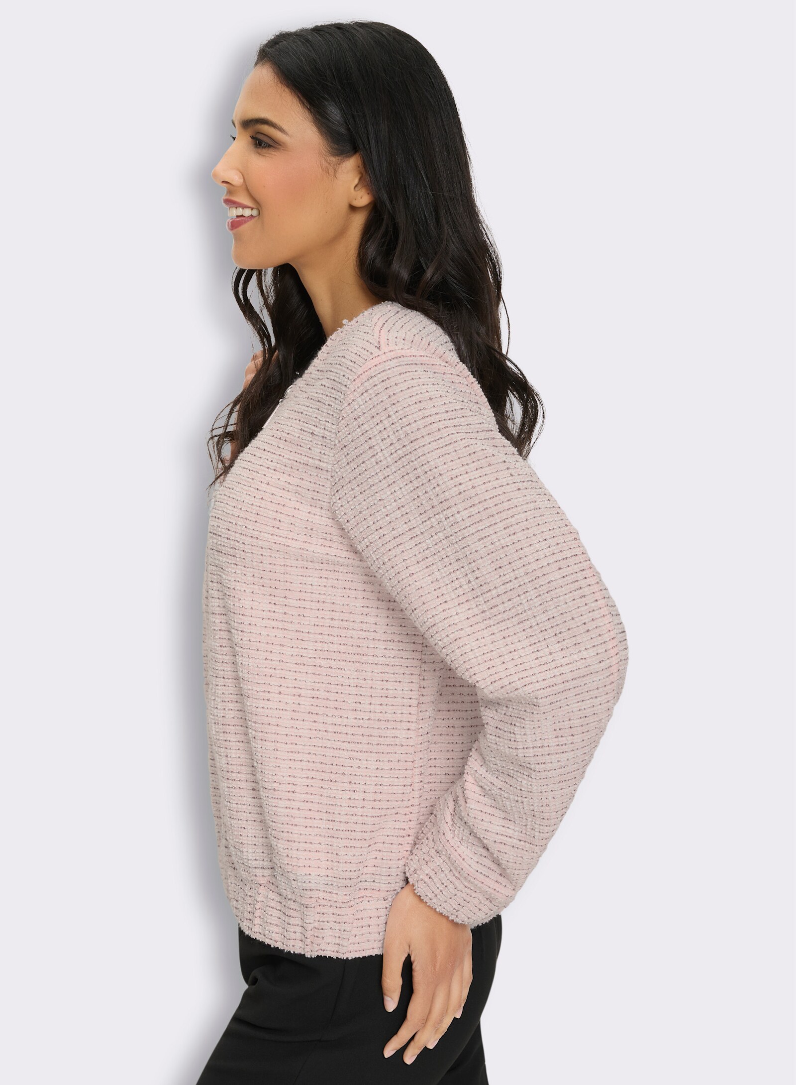 Bouclé-Blazer mit Glanzgarn-Akzenten - malve-hellrosé-gemustert