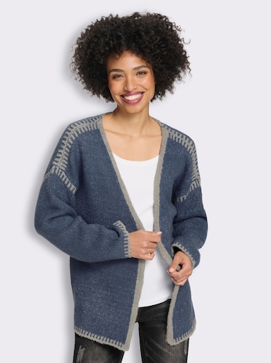 heine Strickjacke mit Kontrast-Details - rauchblau