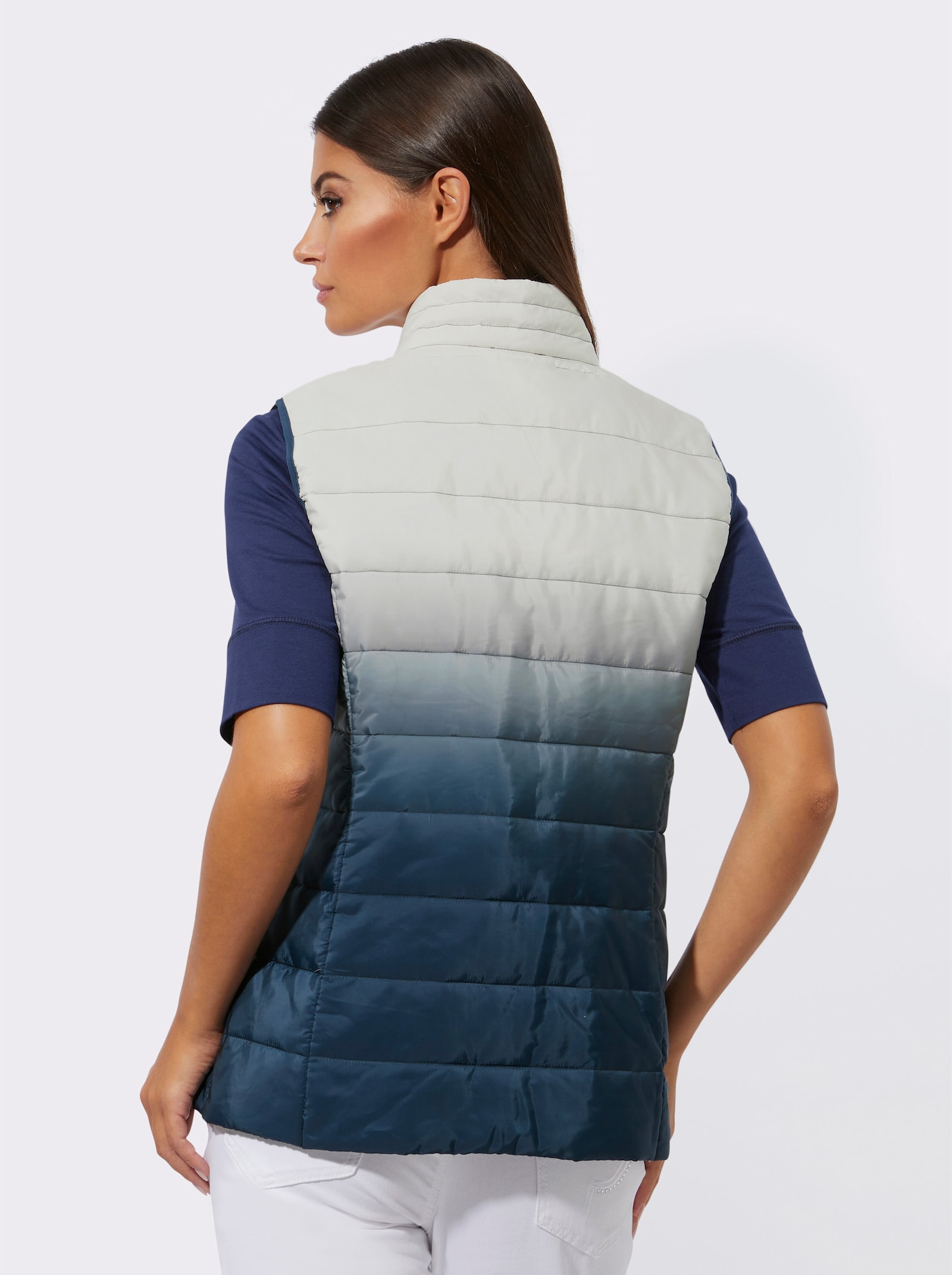 Steppweste mit leichter Wattierung - ecru-dunkelblau