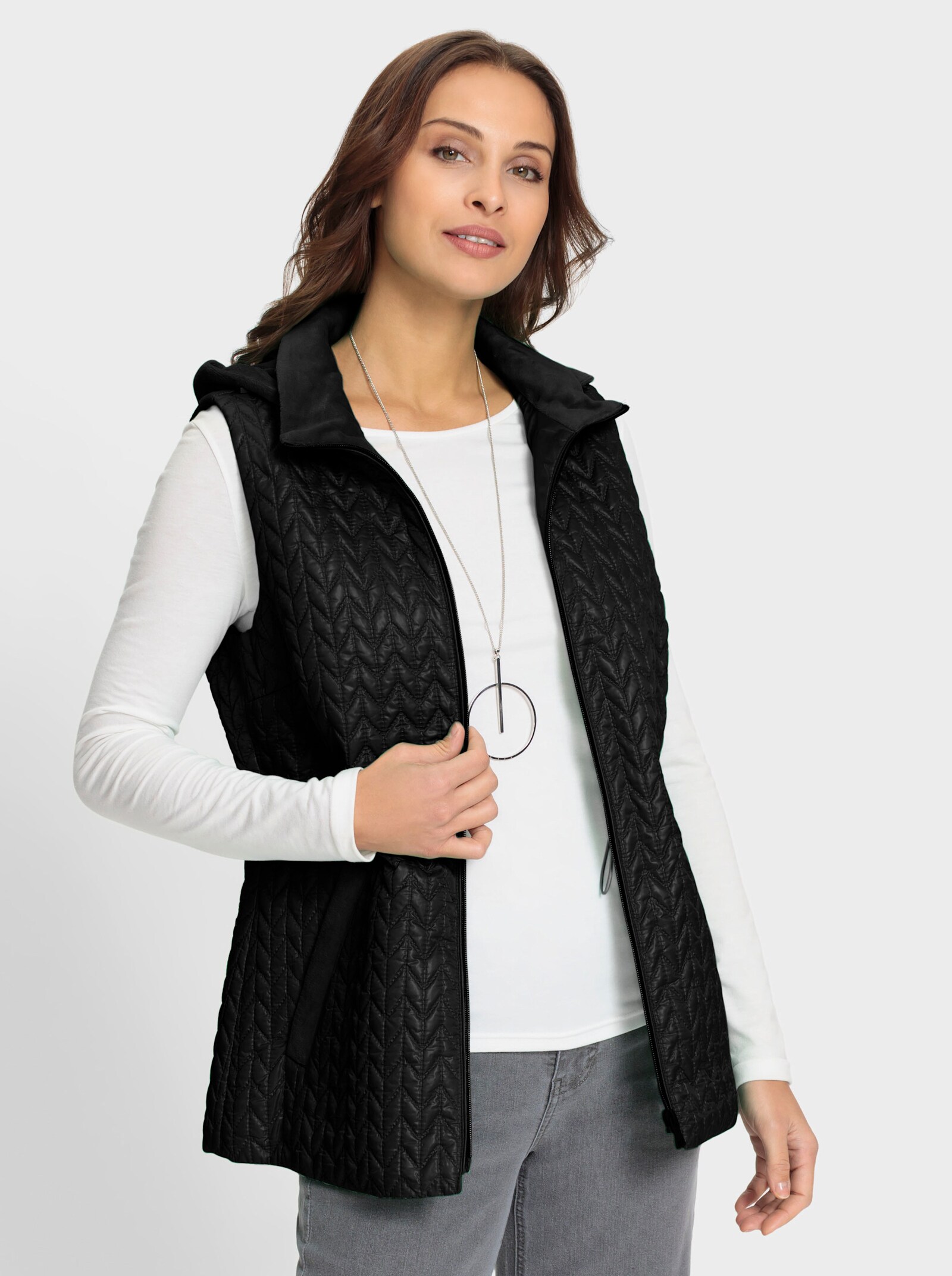 Bodywarmer met zigzag-laserstiksel - zwart