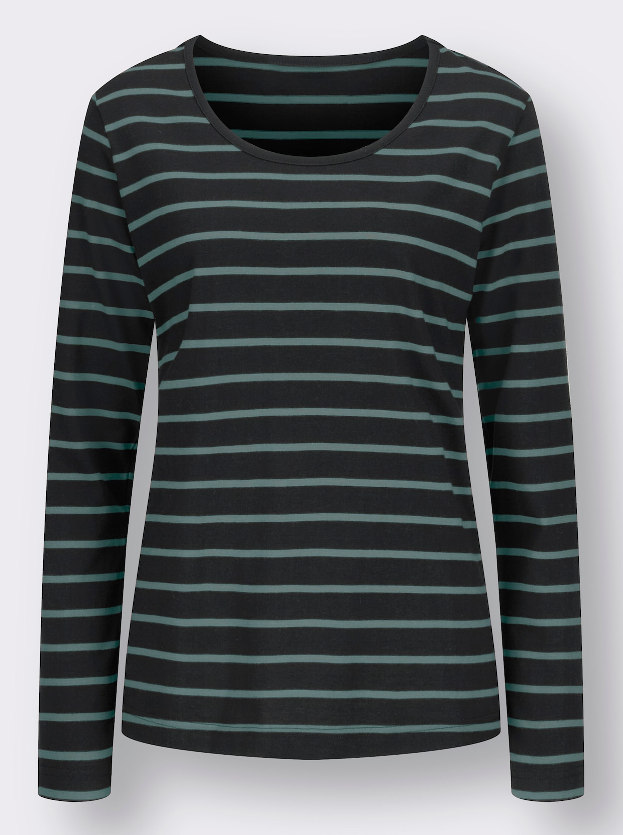 Ringelshirt - jade-schwarz-geringelt