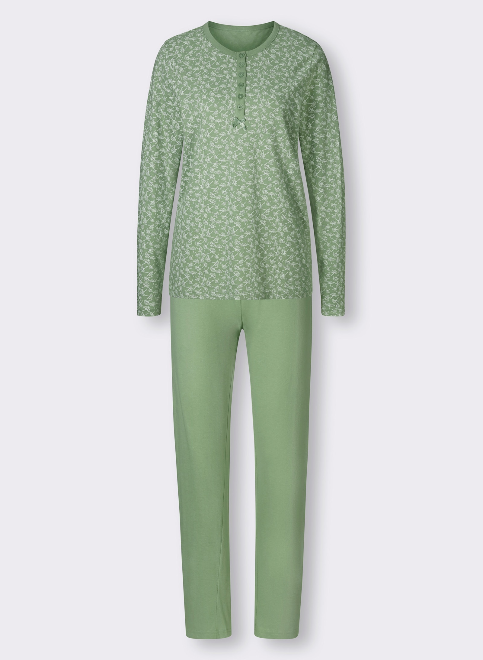 wäschepur Schlafanzug mit Blätterprint - eucalyptus-ecru-bedruckt