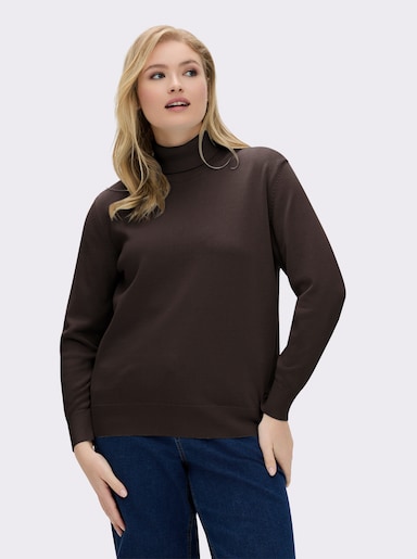 Rollkragenpullover aus reiner Baumwolle - braun