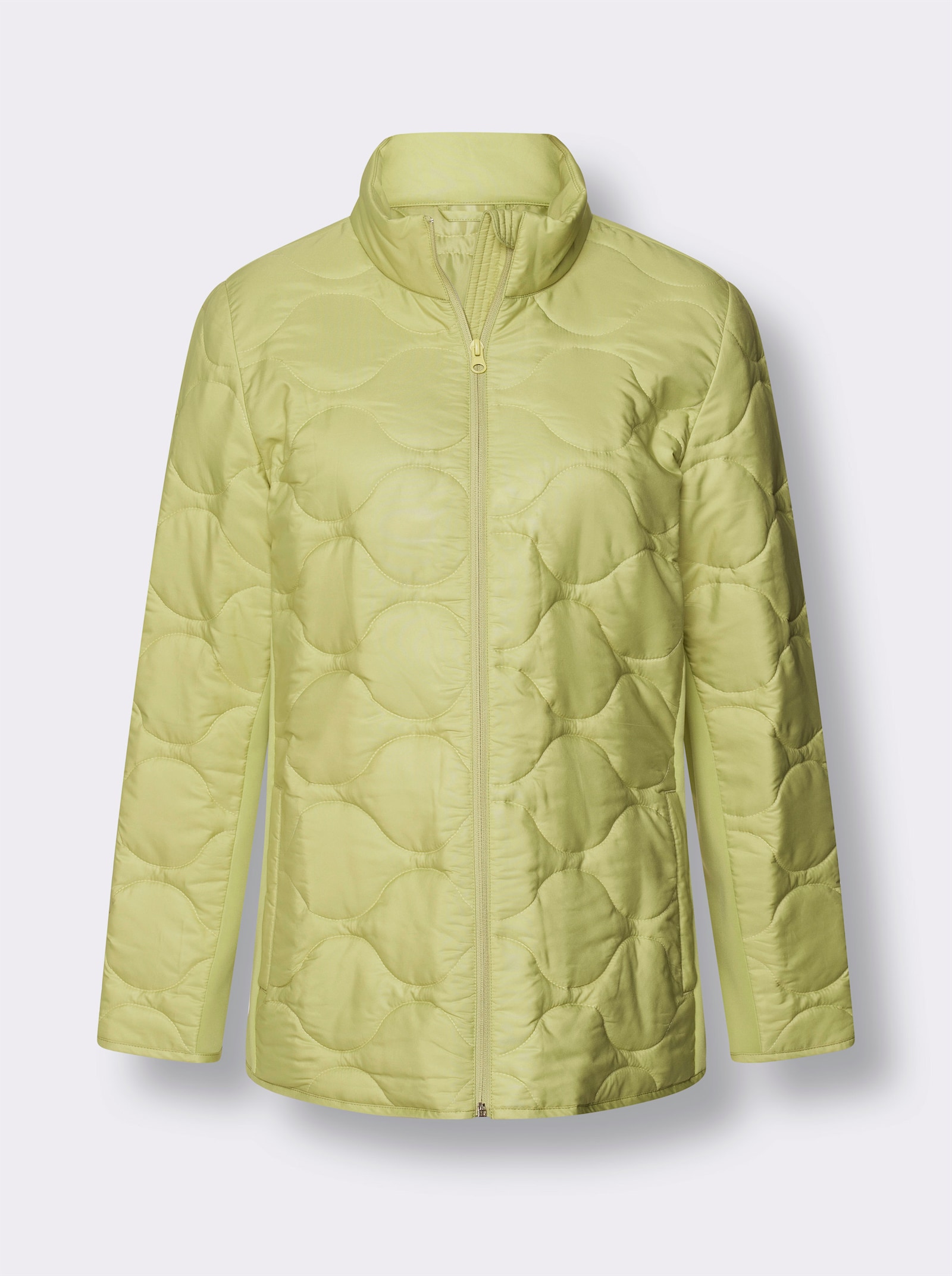 Prošívaná bunda s vlnitým prošíváním - světlezelená