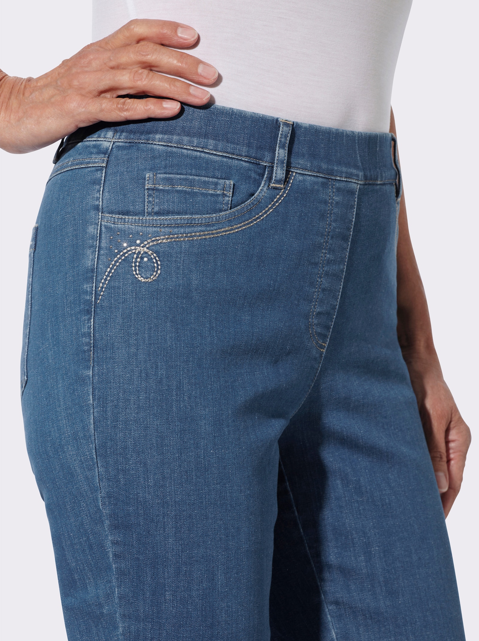 Jeans mit Rundum-Dehnbund - blue-stone-washed