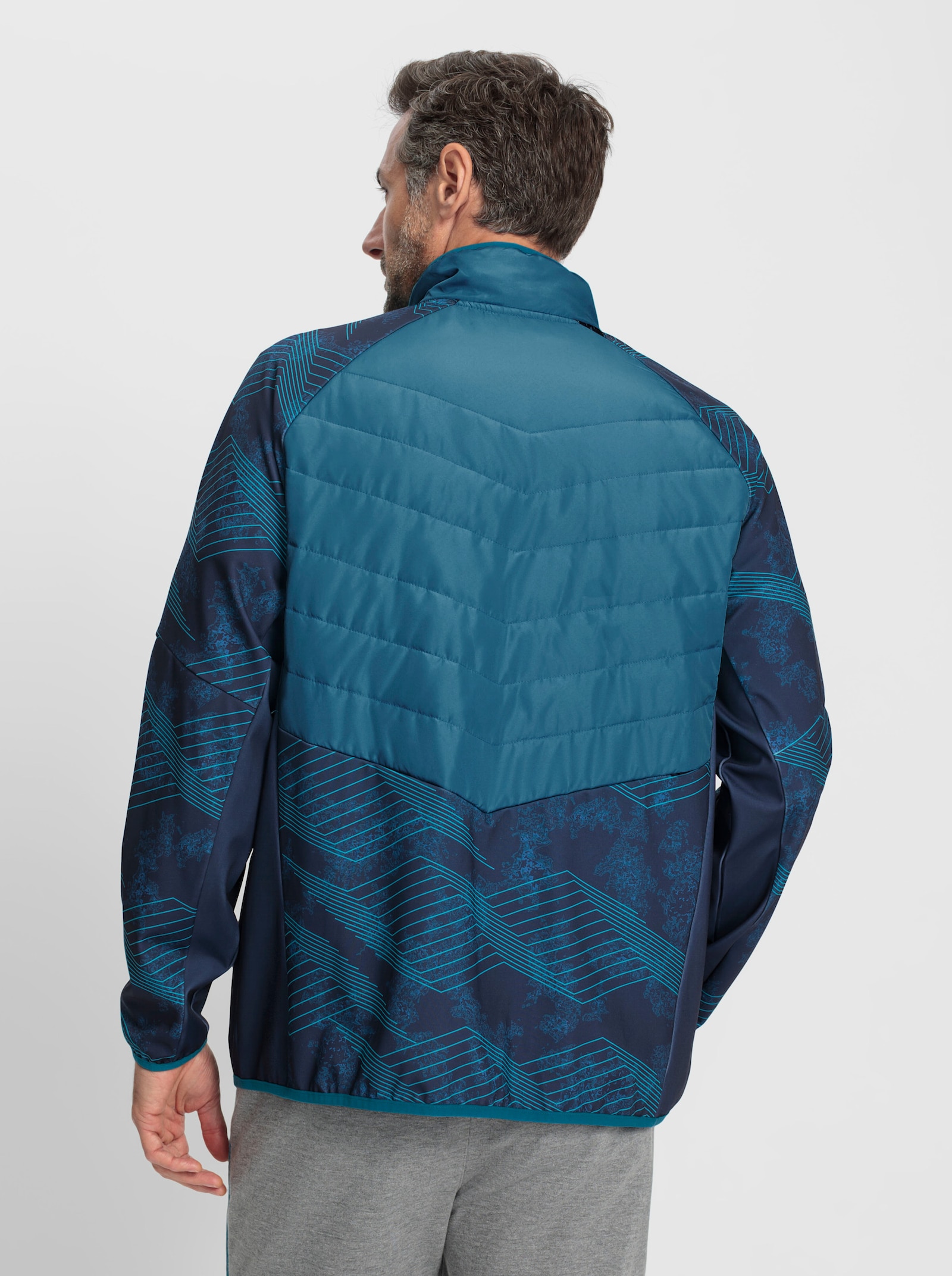 Catamaran Sports Funktionsjacke im Mix aus Stepp und Interlock - marine-türkis