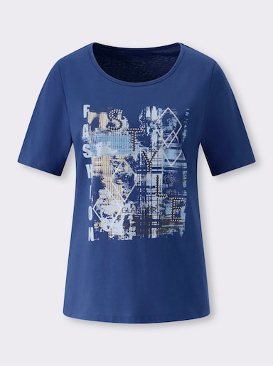 Kurzarmshirt mit Buchstaben-Druck - royalblau-hellblau