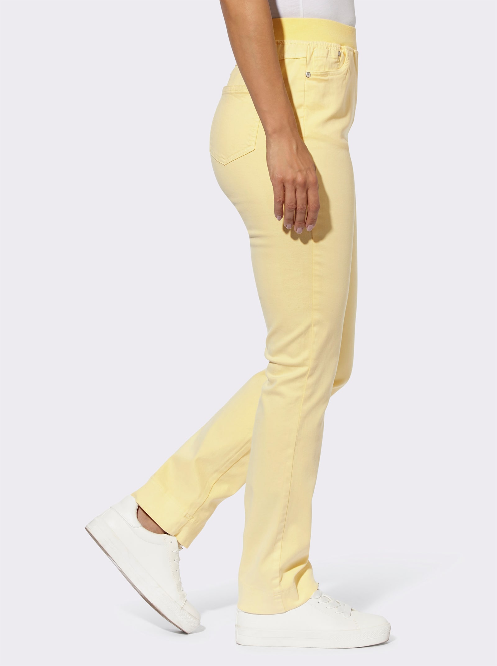 Schlupfjeans mit Jersey-Bund - zitrone