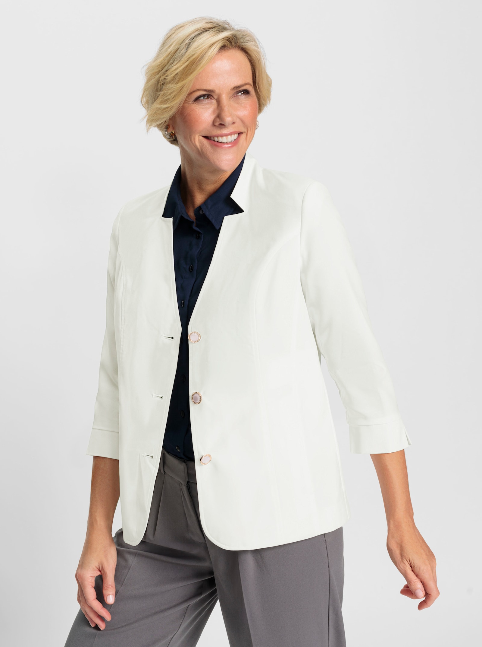 Blazer in Leinen-Optik - ecru