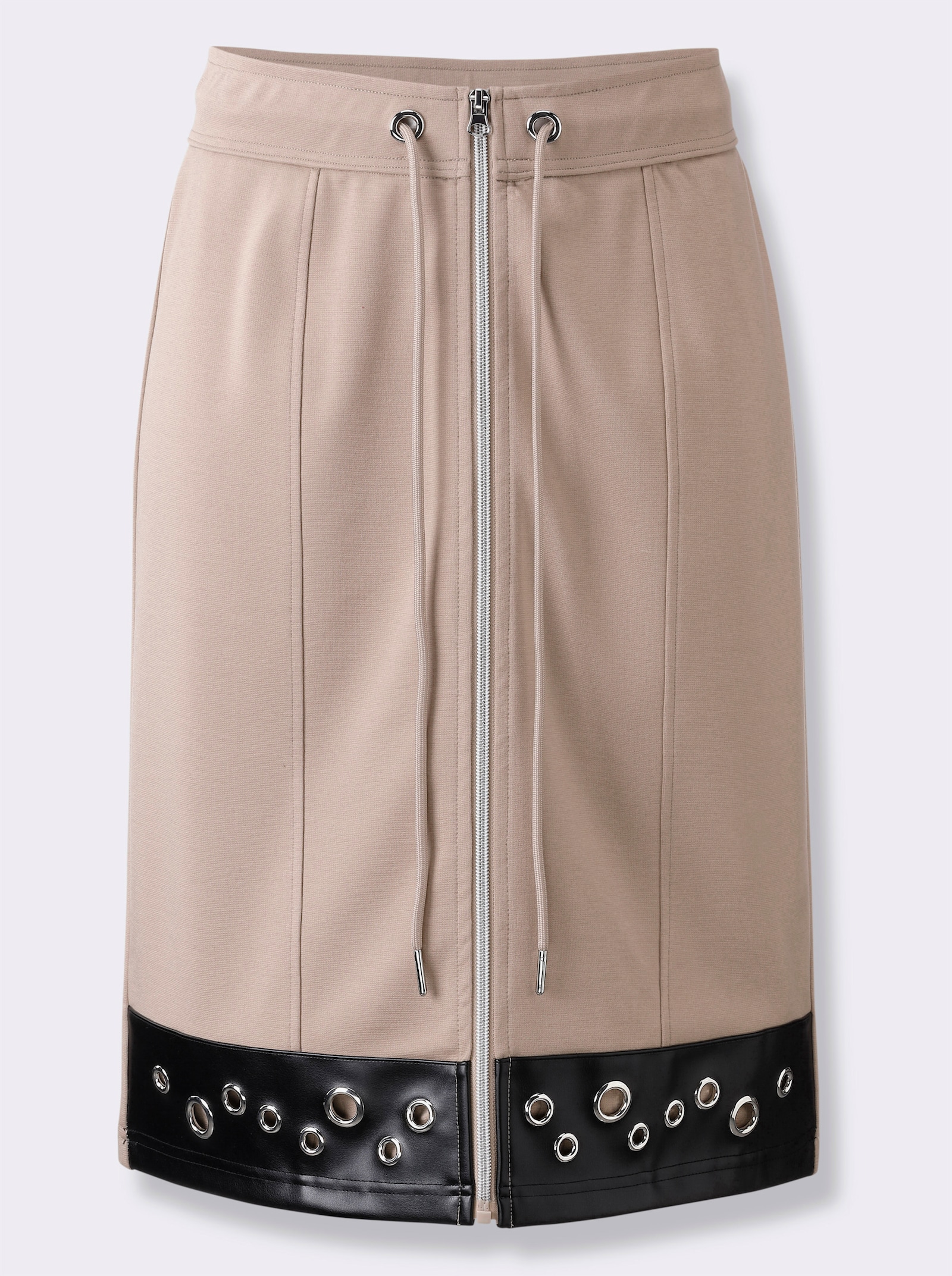 Schlupfrock mit Besatz in Leder-Optik - sesam