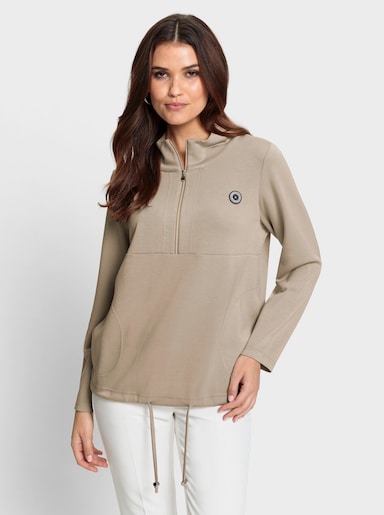 Sweatshirt mit weitenregulierbarem Saum - beige