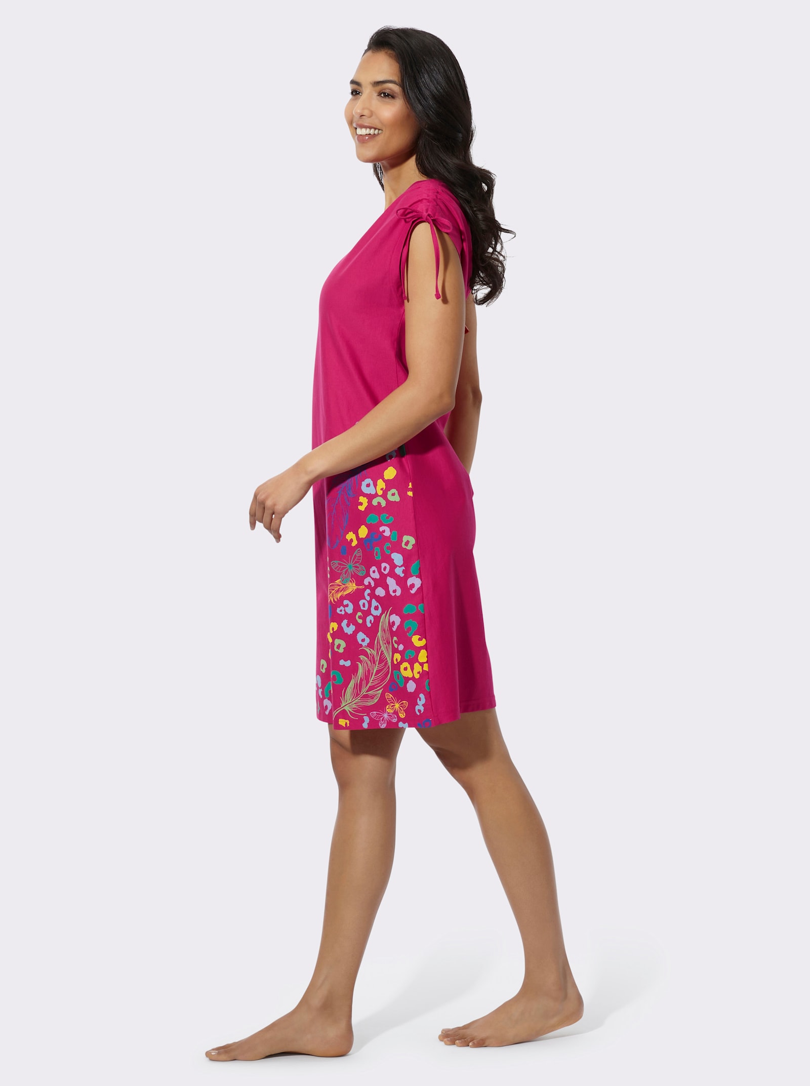 Zomerjurk met folieprint - pink