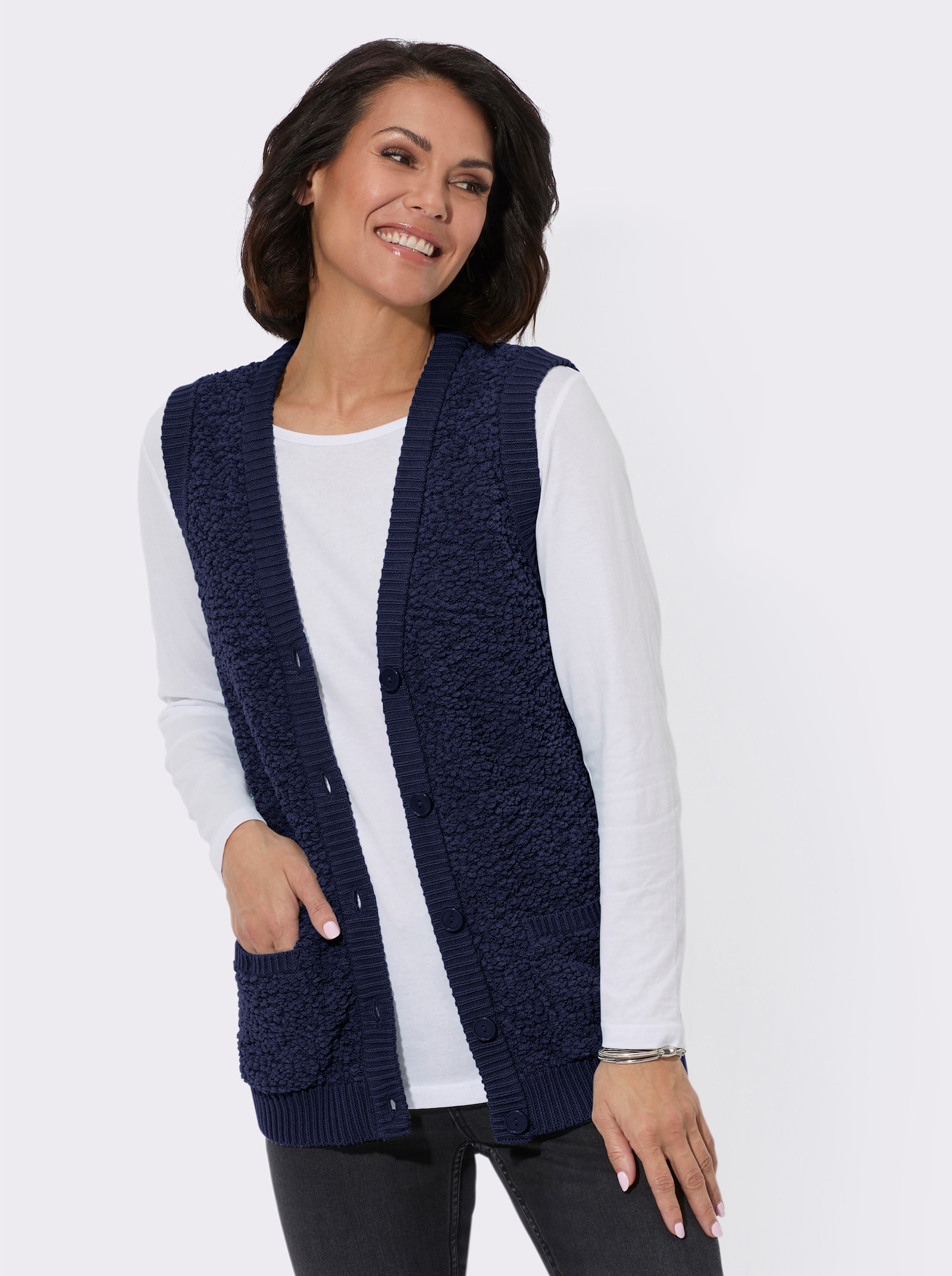 Strickweste flauschig weicher Qualität - marine