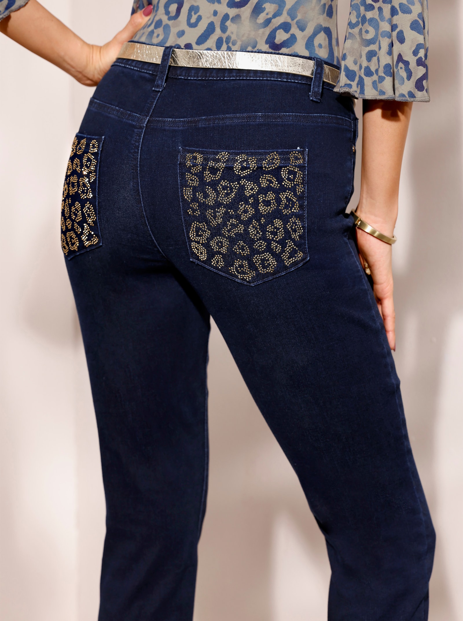 5-Pocket-Jeans im edlen Material-Mix - dark blue