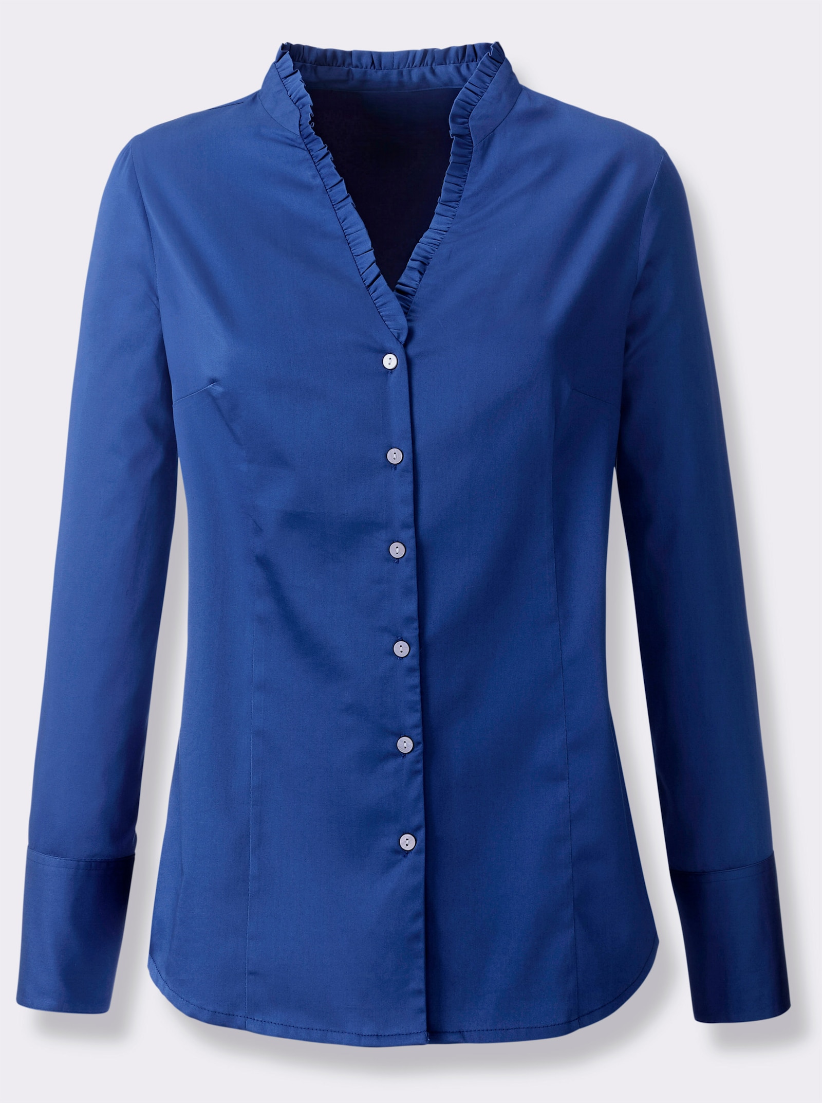 heine Blouse van satijn met ruches - koningsblauw