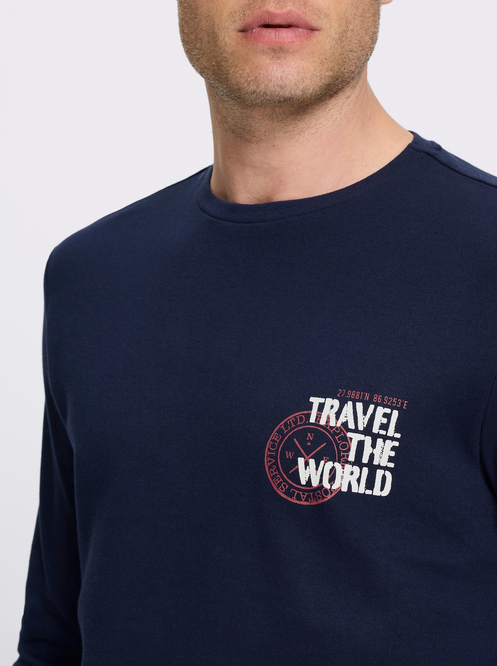 Catamaran Langarmshirt - marine-bedruckt