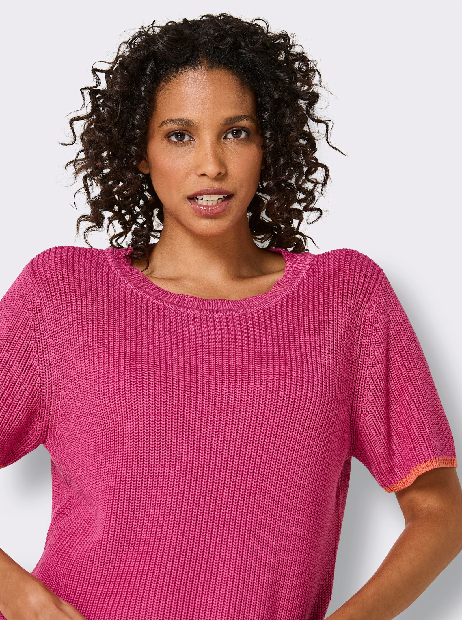 CREATION L PREMIUM Kurzarmpullover - fuchsia