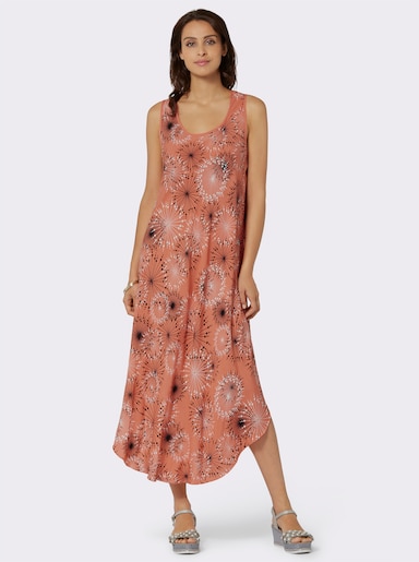 Druckkleid mit Blüten-Muster, figurumspielend - papaya-graphit-bedruckt