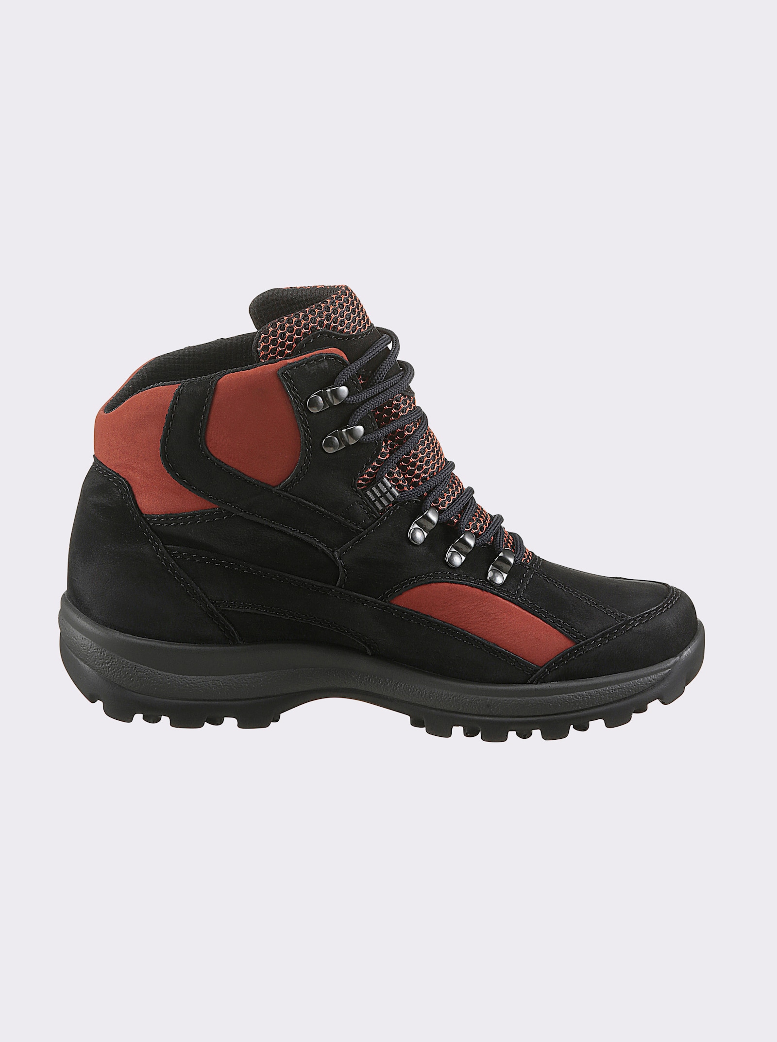 Waldläufer Stiefelette wind- und wasserabweisendes Material - schwarz-rot