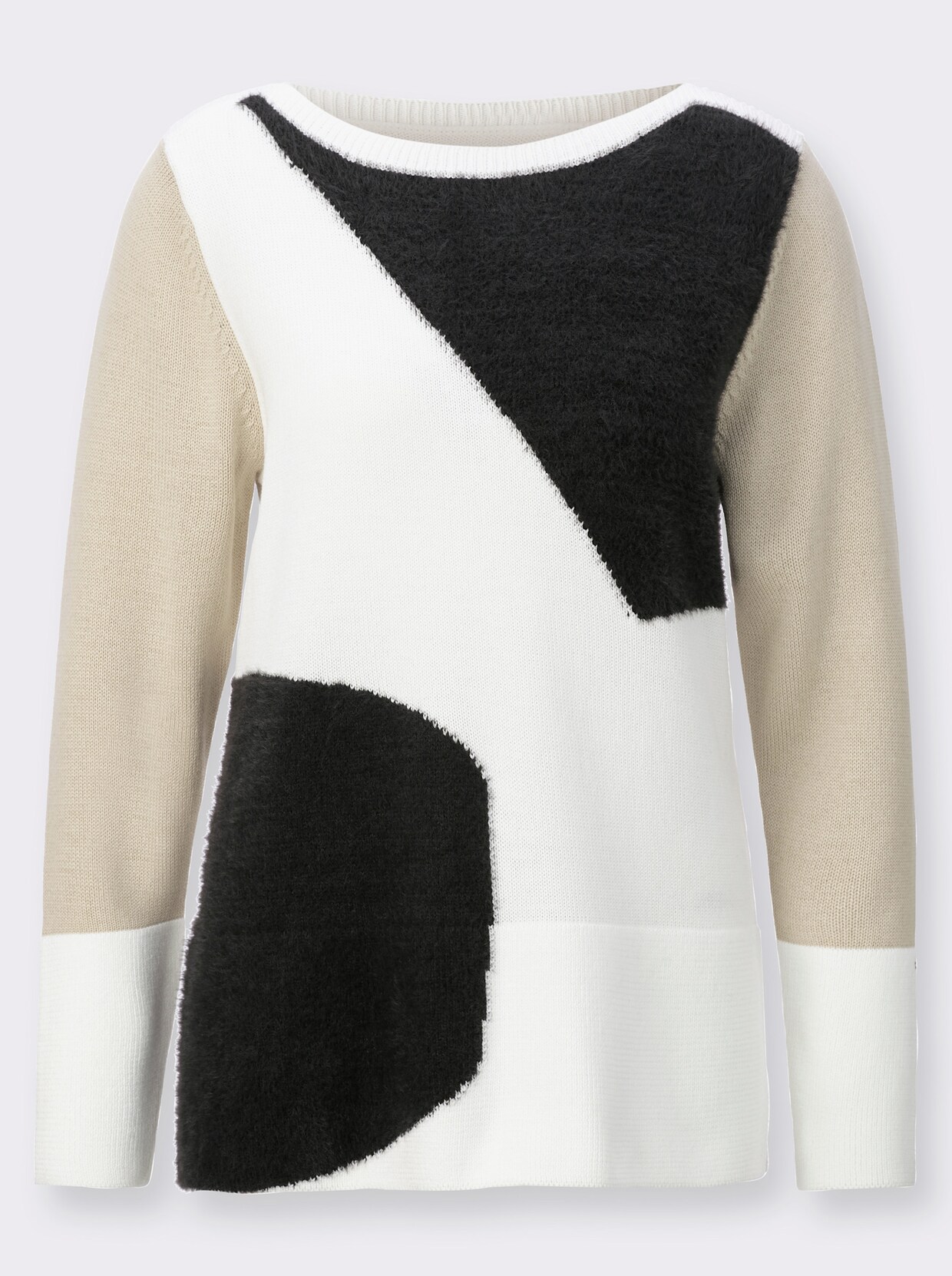 Pullover met lange mouwen - zwart/ecru gedessineerd
