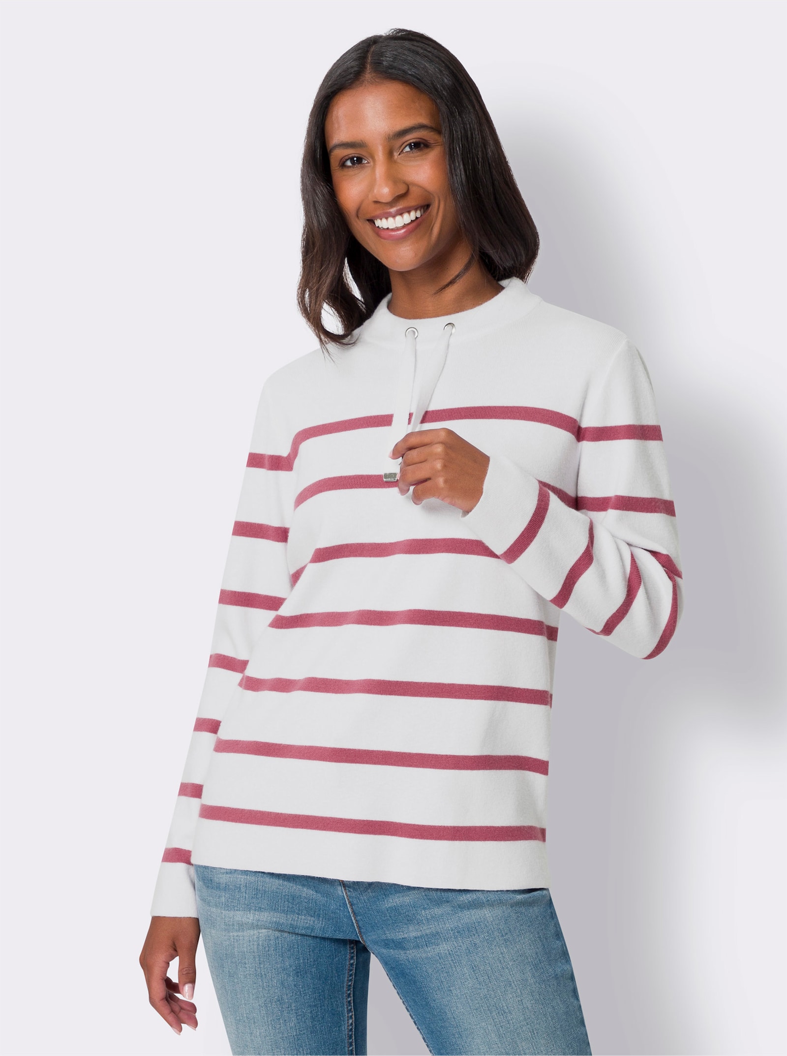 heine Pull à rayures avec col montant - bruyère-blanc à rayures