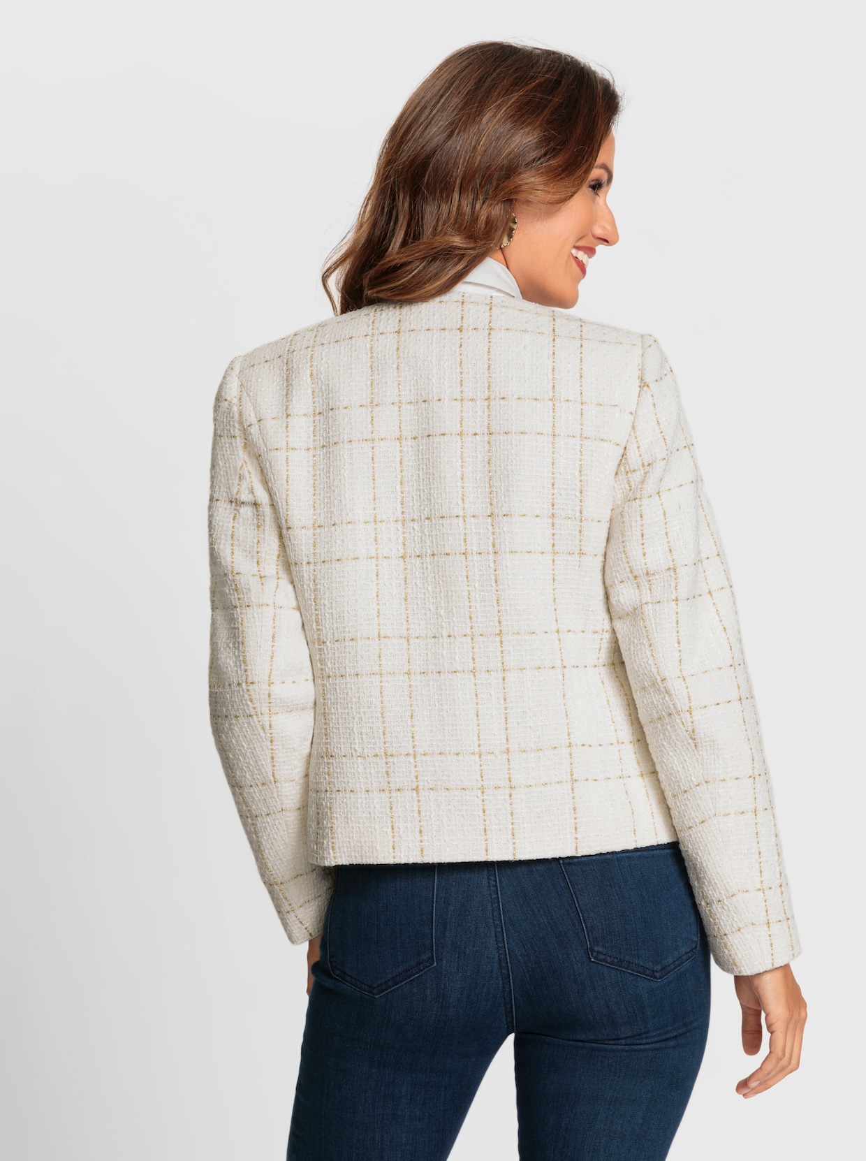 Bouclé-Blazer - champagner-sesam-gemustert