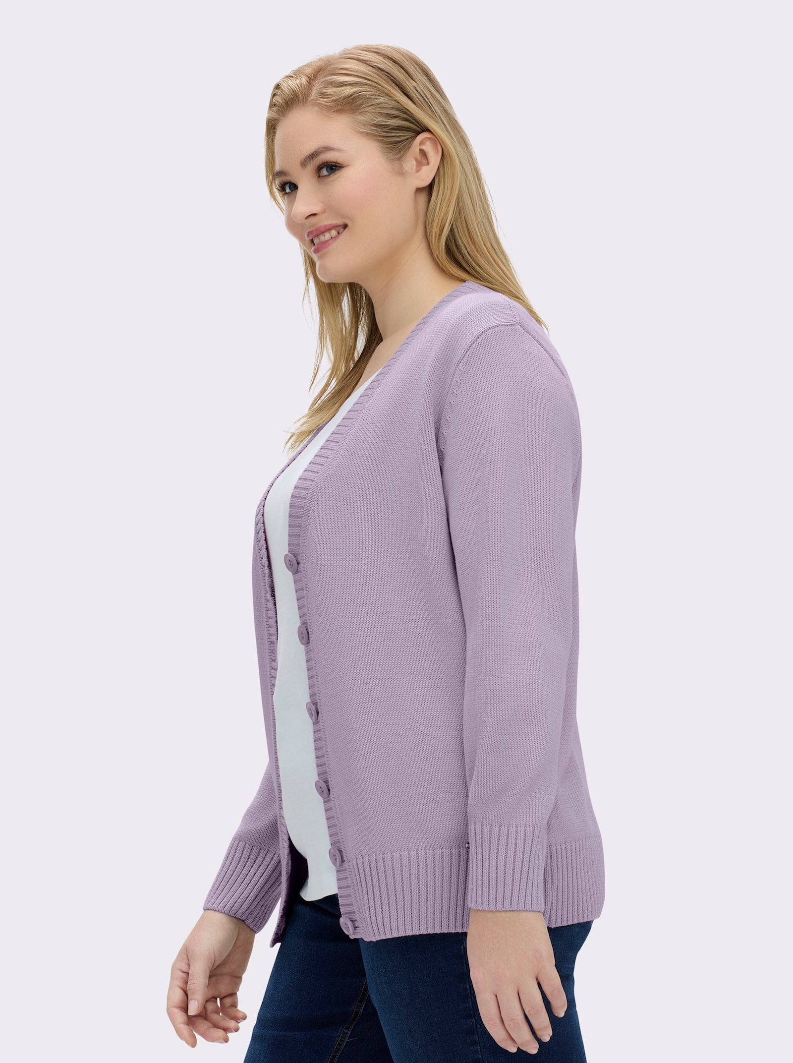 Strickjacke mit farblich abgestimmten Knöpfen - flieder