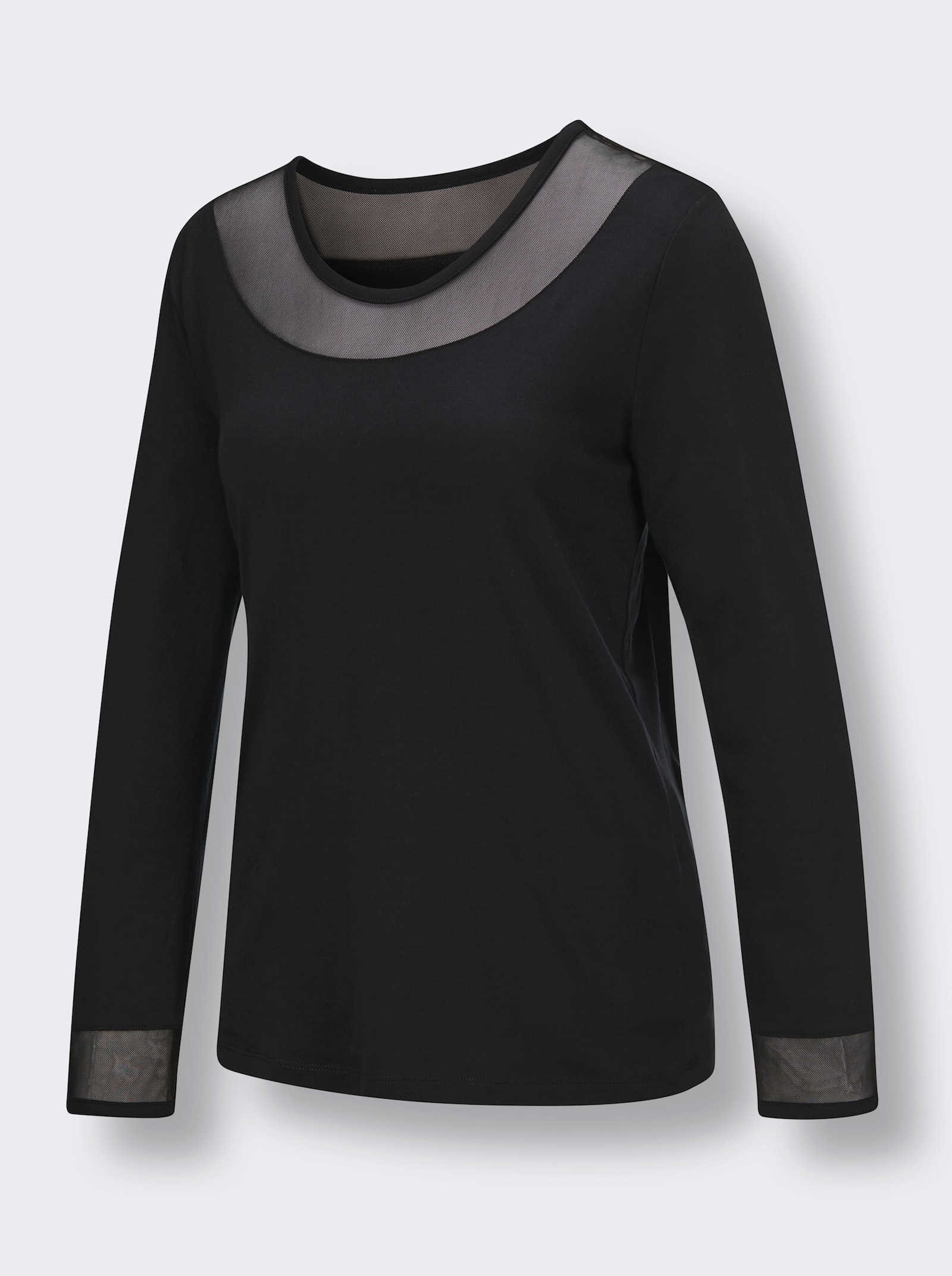 wäschepur Schlafanzug mit Mesh-Einsätzen - schwarz-camel-bedruckt