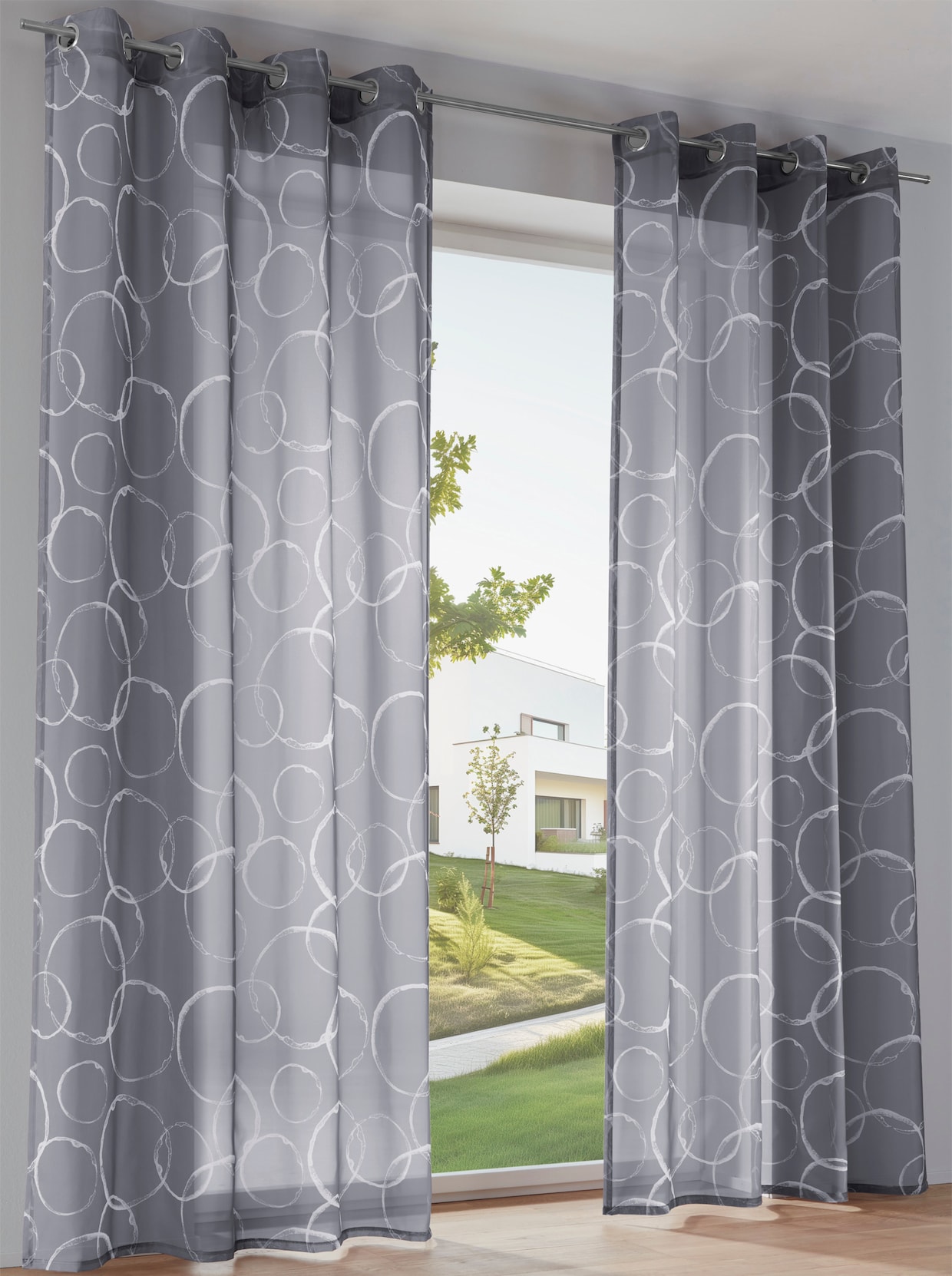 heine home Decoratieve vitrage - grijs/wit