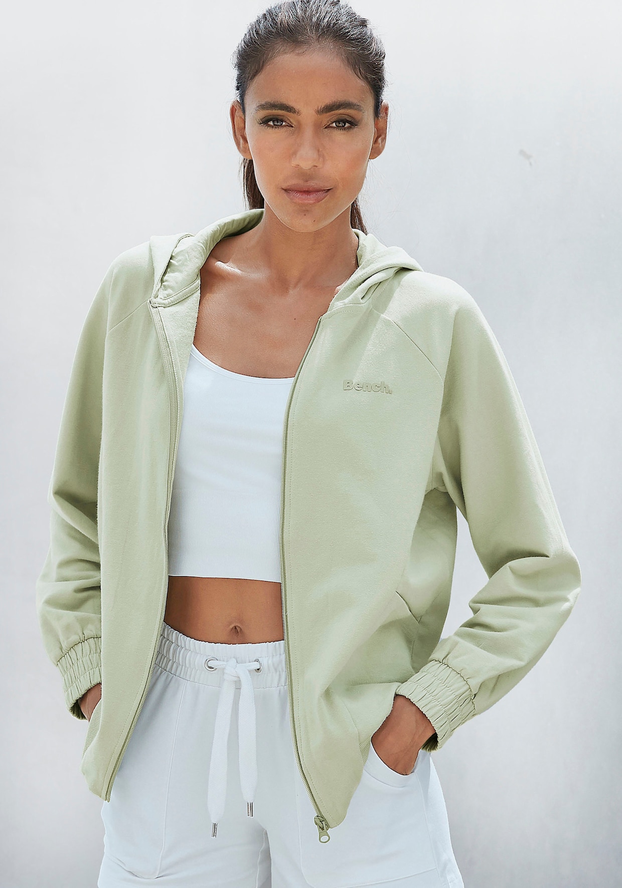 Sweatvest met capuchon - pistache