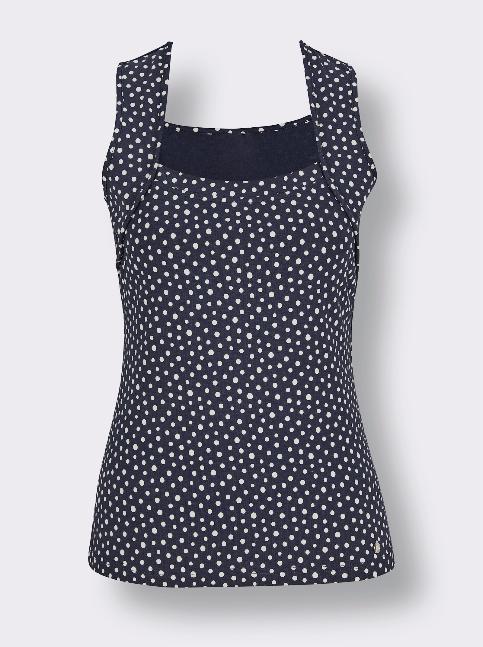CREATION L PREMIUM Modal-Baumwoll-Shirttop - marine-weiß-getupft