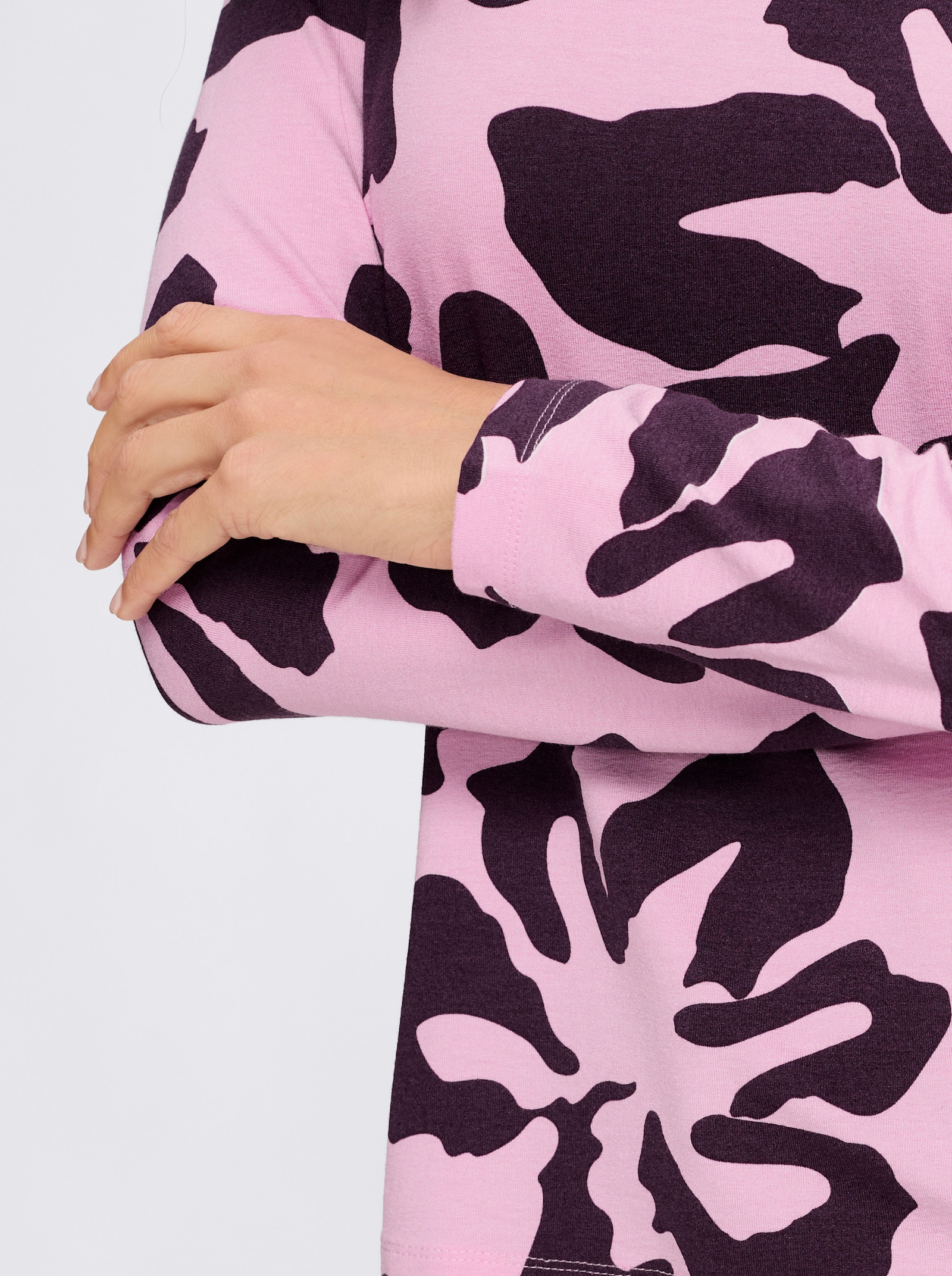 heine Langarmshirt im floralen Druckmuster - rosé-aubergine-bedruckt