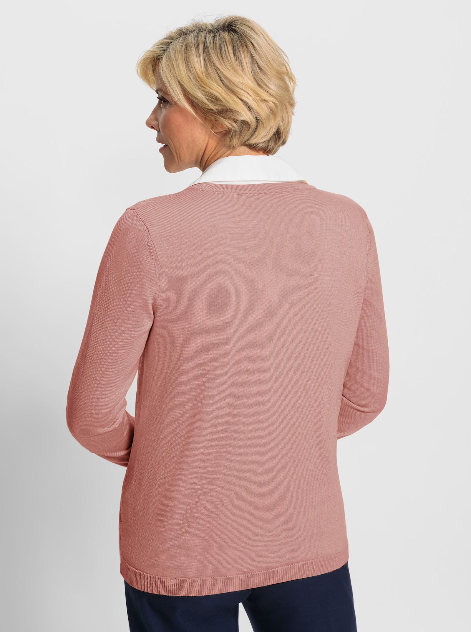 Ajourstrickjacke mit Rautenmuster - rosenquarz