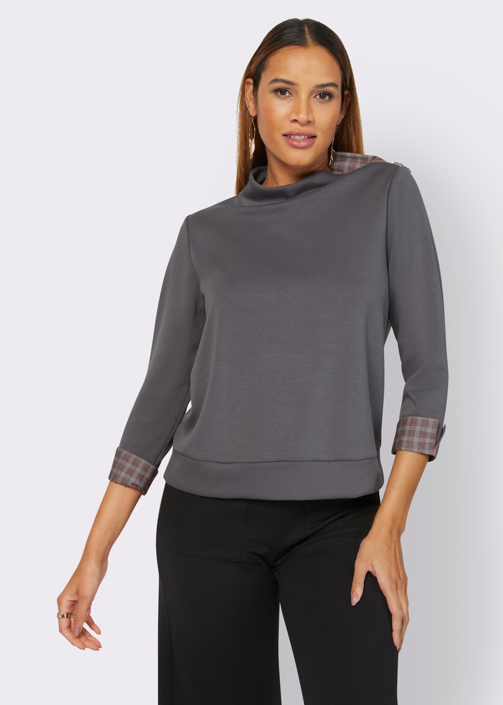 3/4-Arm-Shirt mit 50% Modal - anthrazit