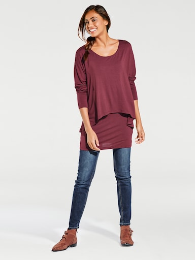 heine Shirt met ronde hals en vleermuismouwen - bordeaux