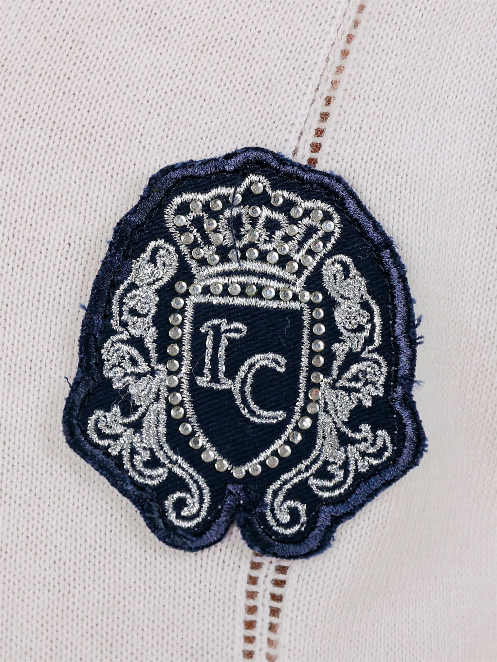 heine Polopullover mit Ajour-Streifen - ecru-marine