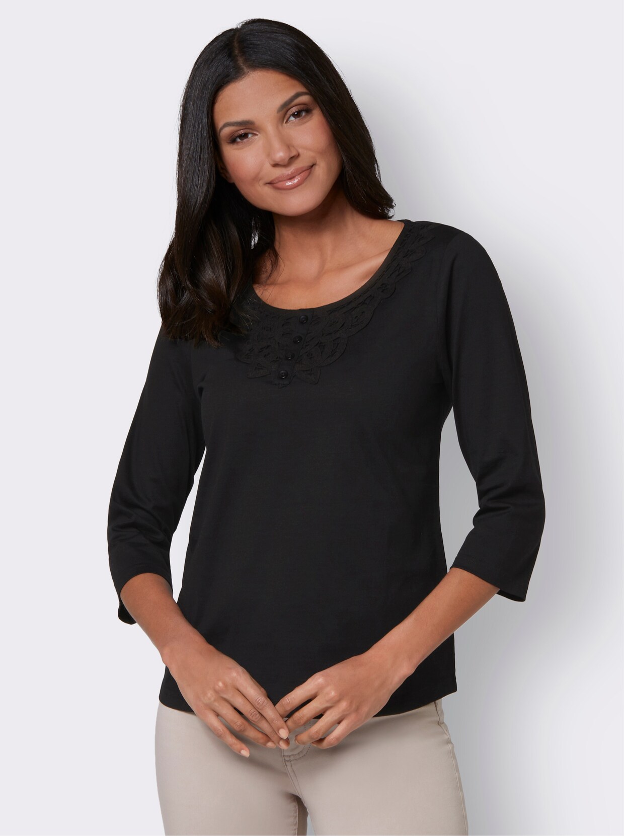 Shirt met 3/4-mouw - zwart