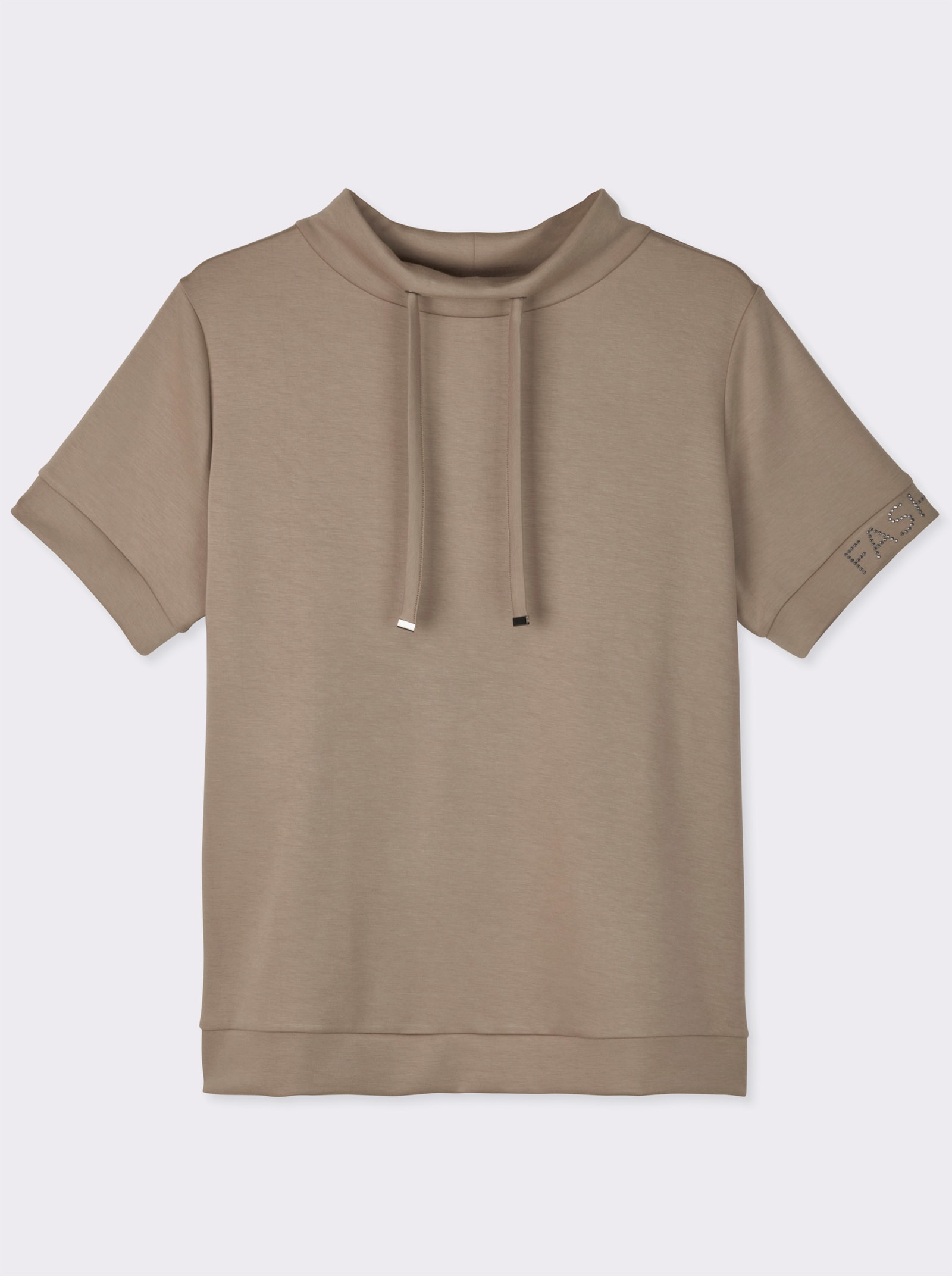 Stehkragenshirt in weichem Material - schlamm