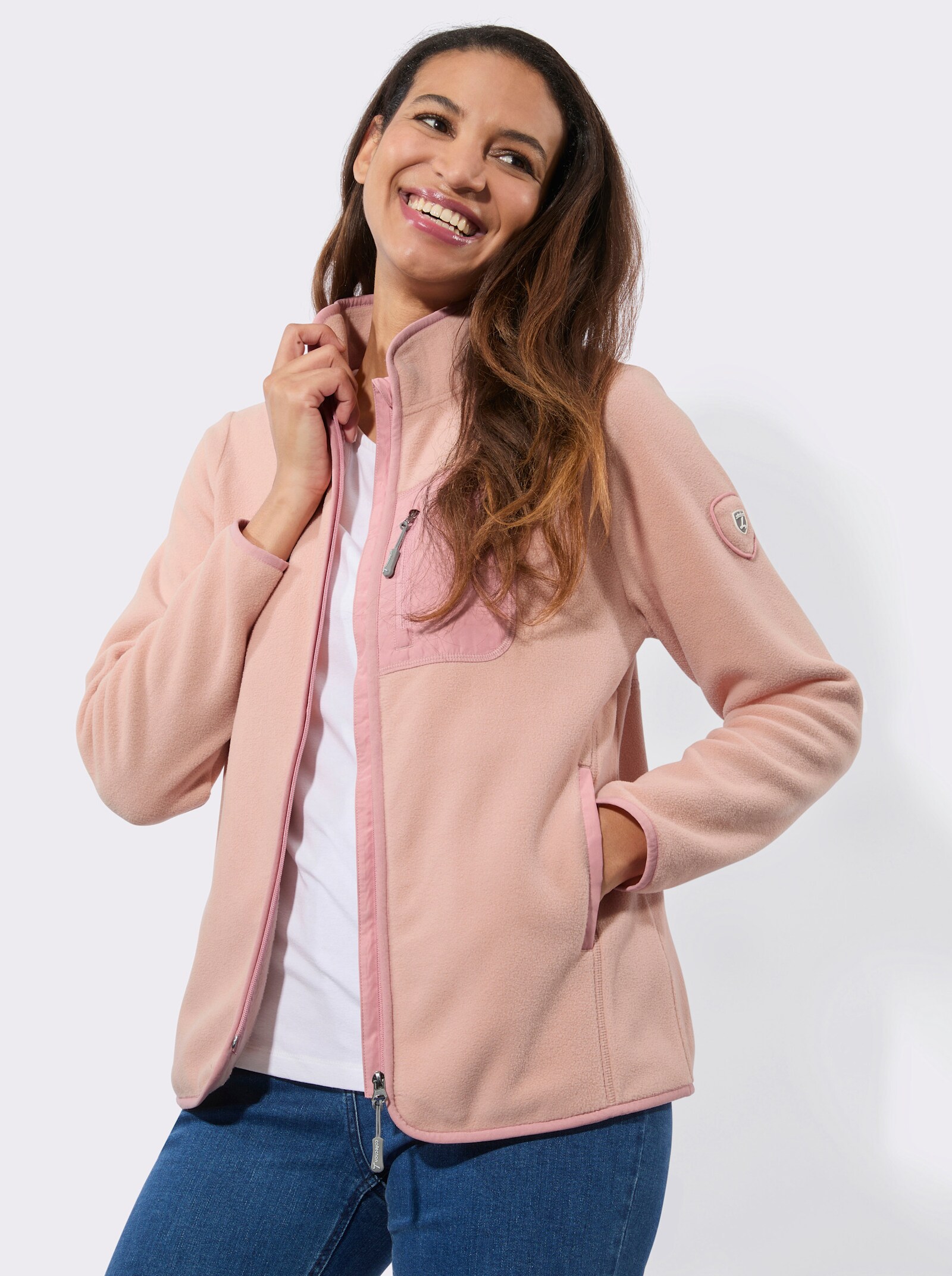 Fleecejacke mit Reißverschluss - puder