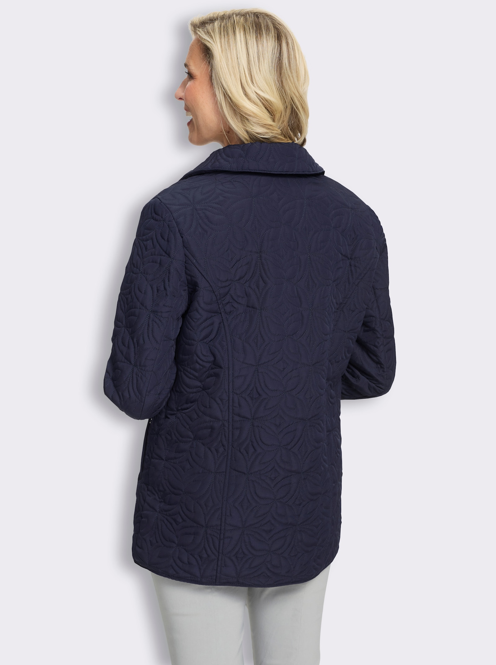 Steppjacke mit floralem Muster - marine