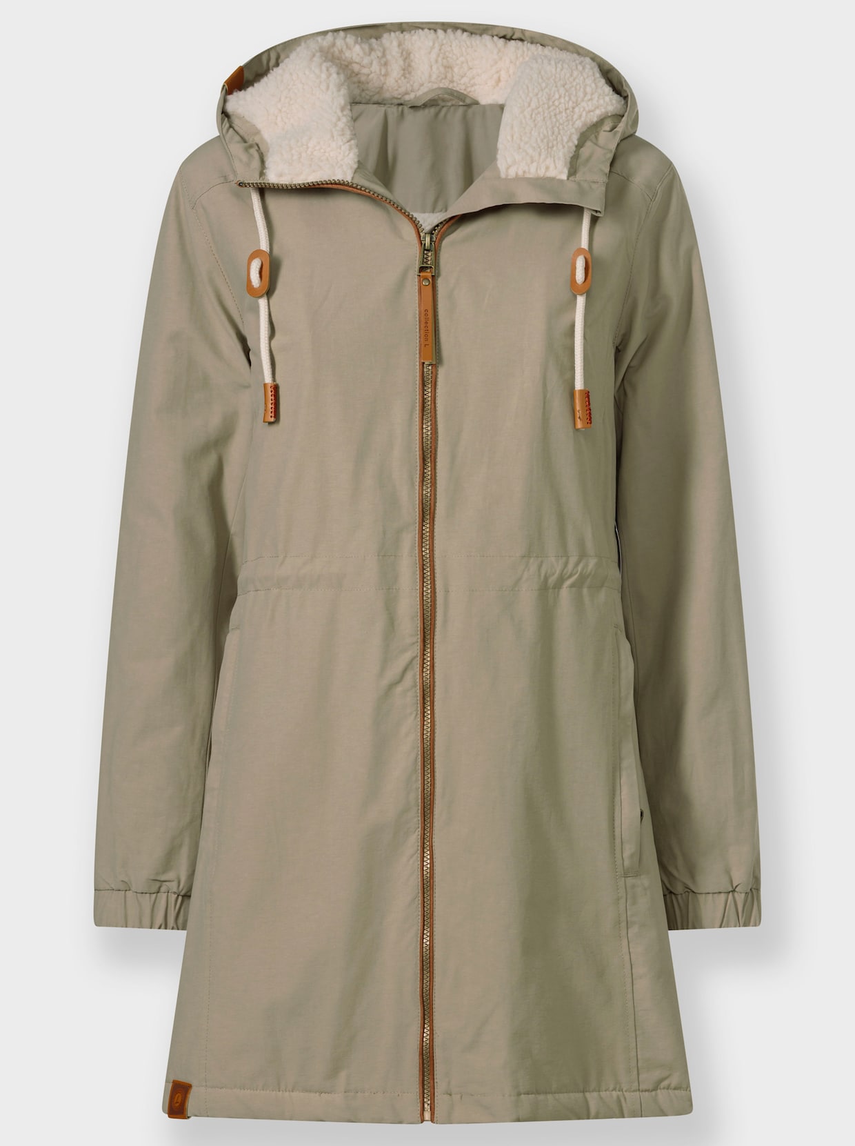 Parka mit Tunnelzug auf Höhe der Taille - schlamm