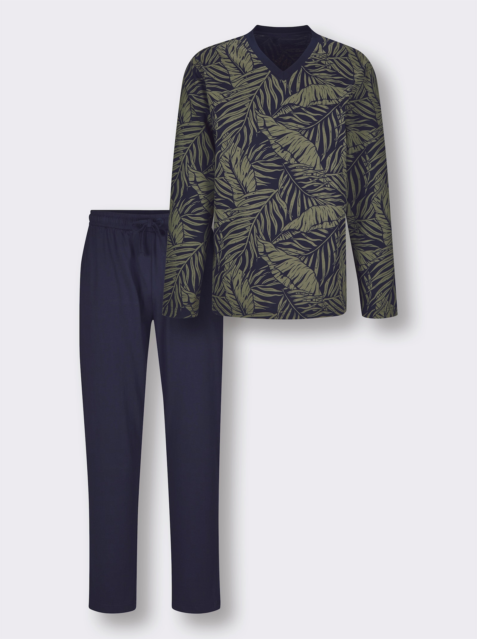 wäschepur men Schlafanzug - marine-khaki-bedruckt