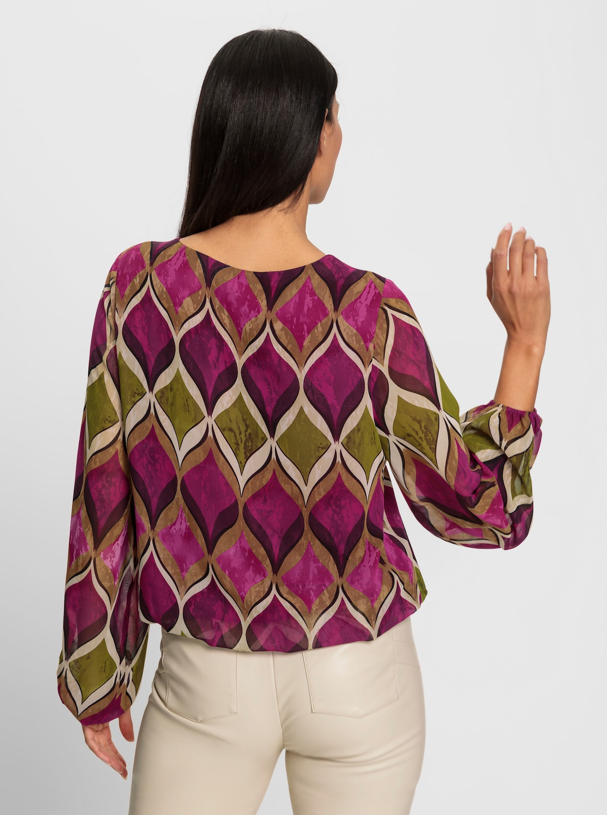 heine Blouse met print - mauve/rietgroen bedrukt