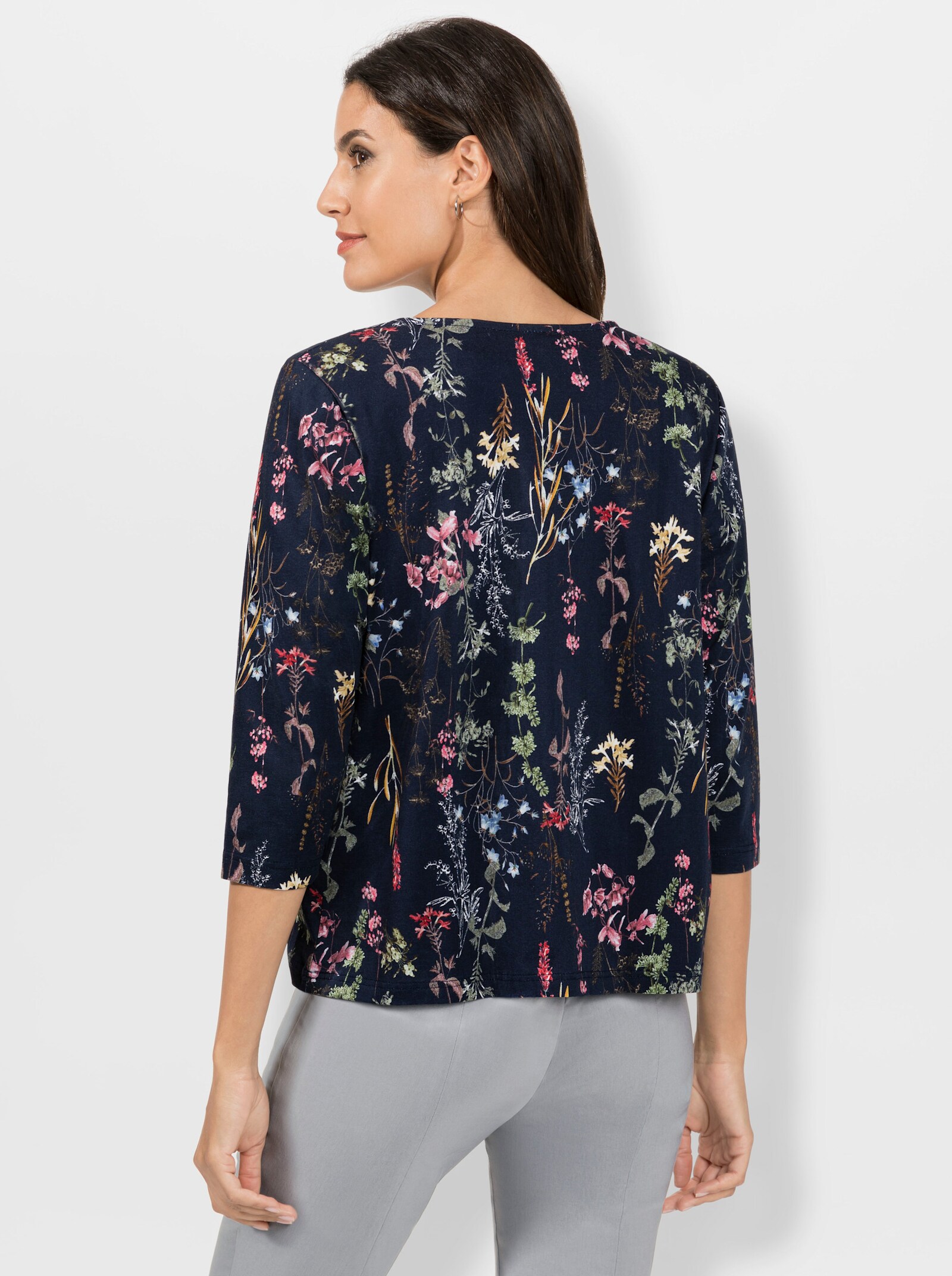 Shirtjacke mit 3/4-Ärmeln - marine-bedruckt