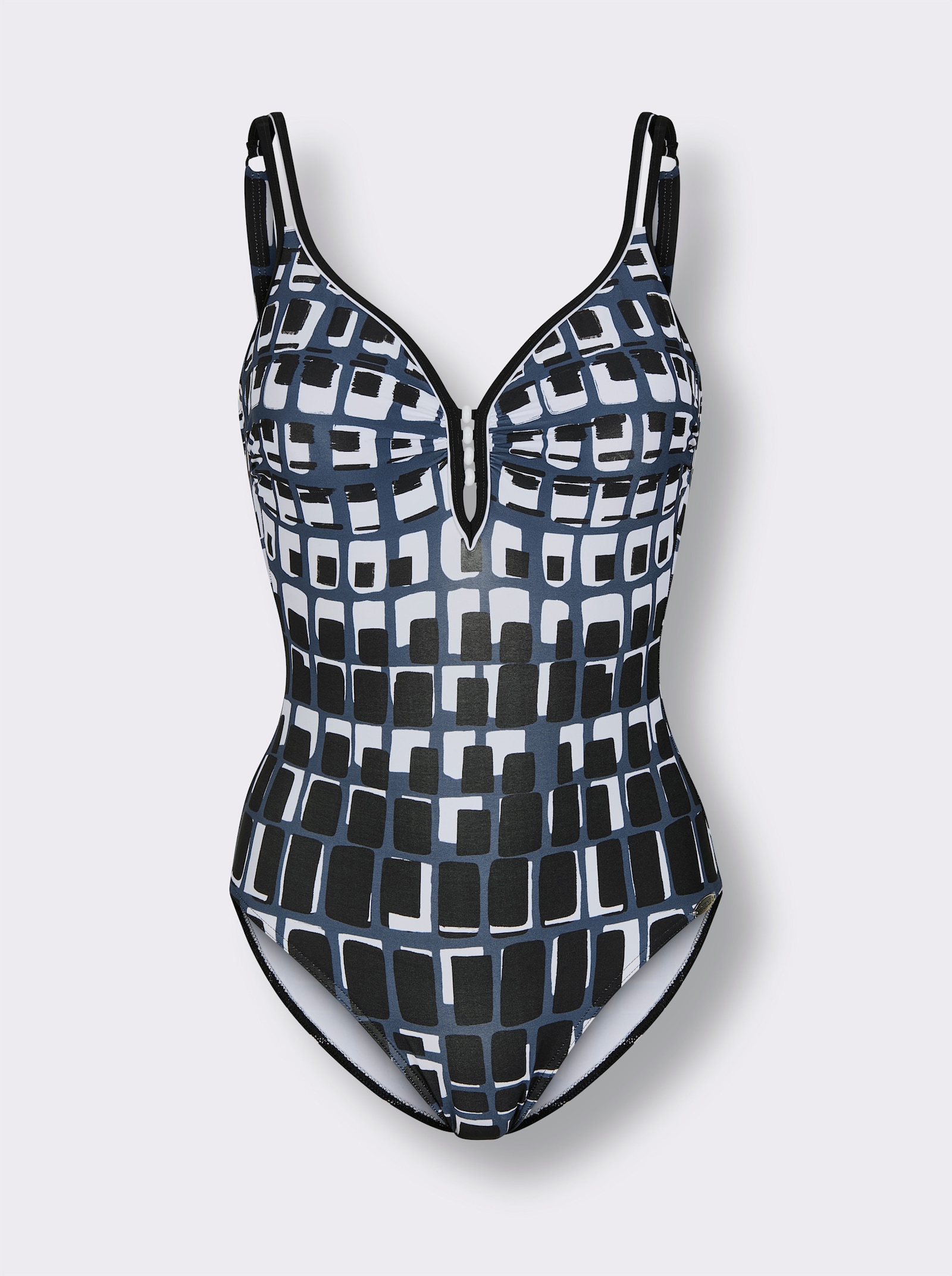 Sunflair Badeanzug - schwarz-weiß-bedruckt